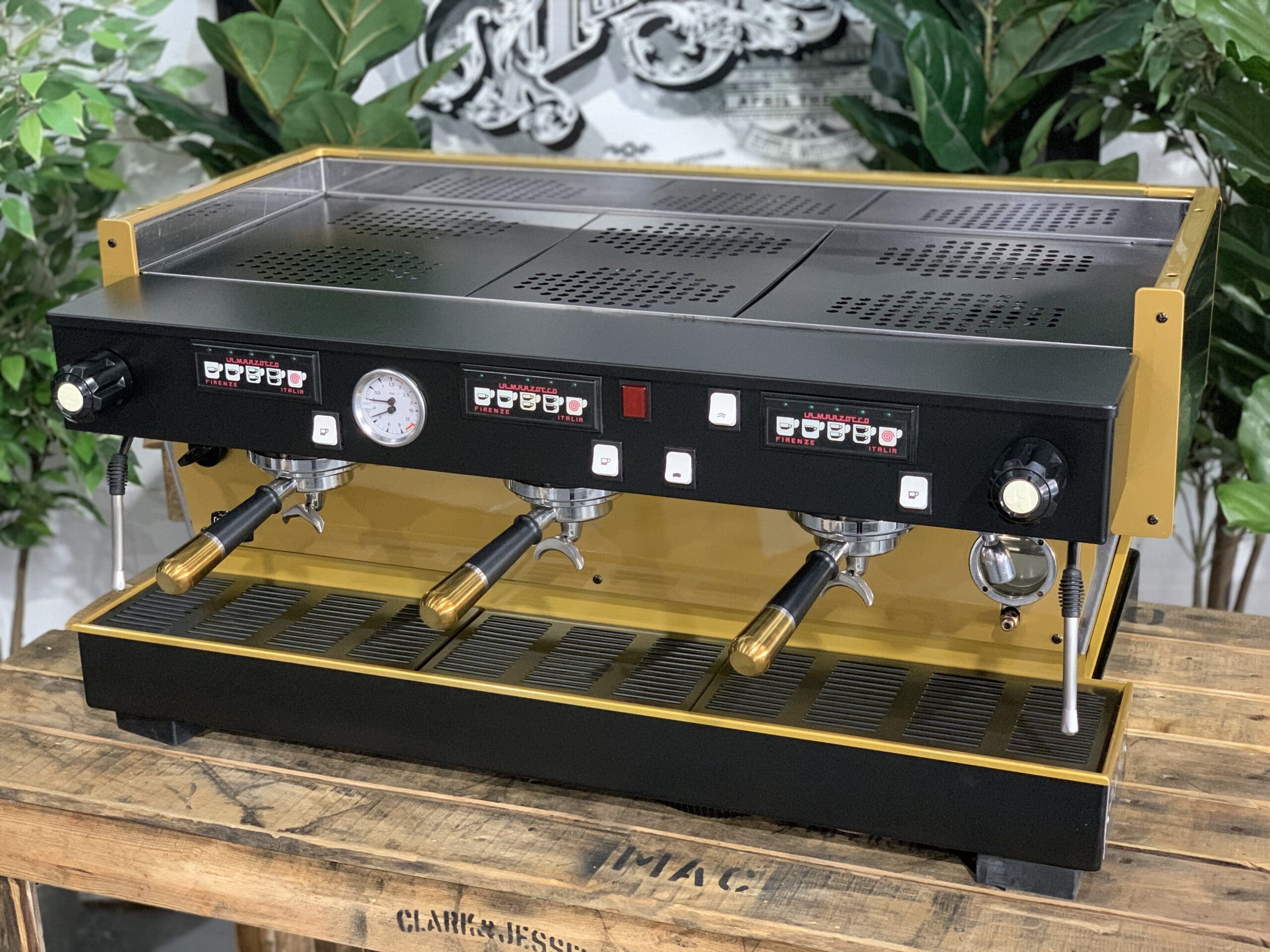 La Marzocco Linea Classic Black - 3 Group Commercial Espresso Machine - Gold