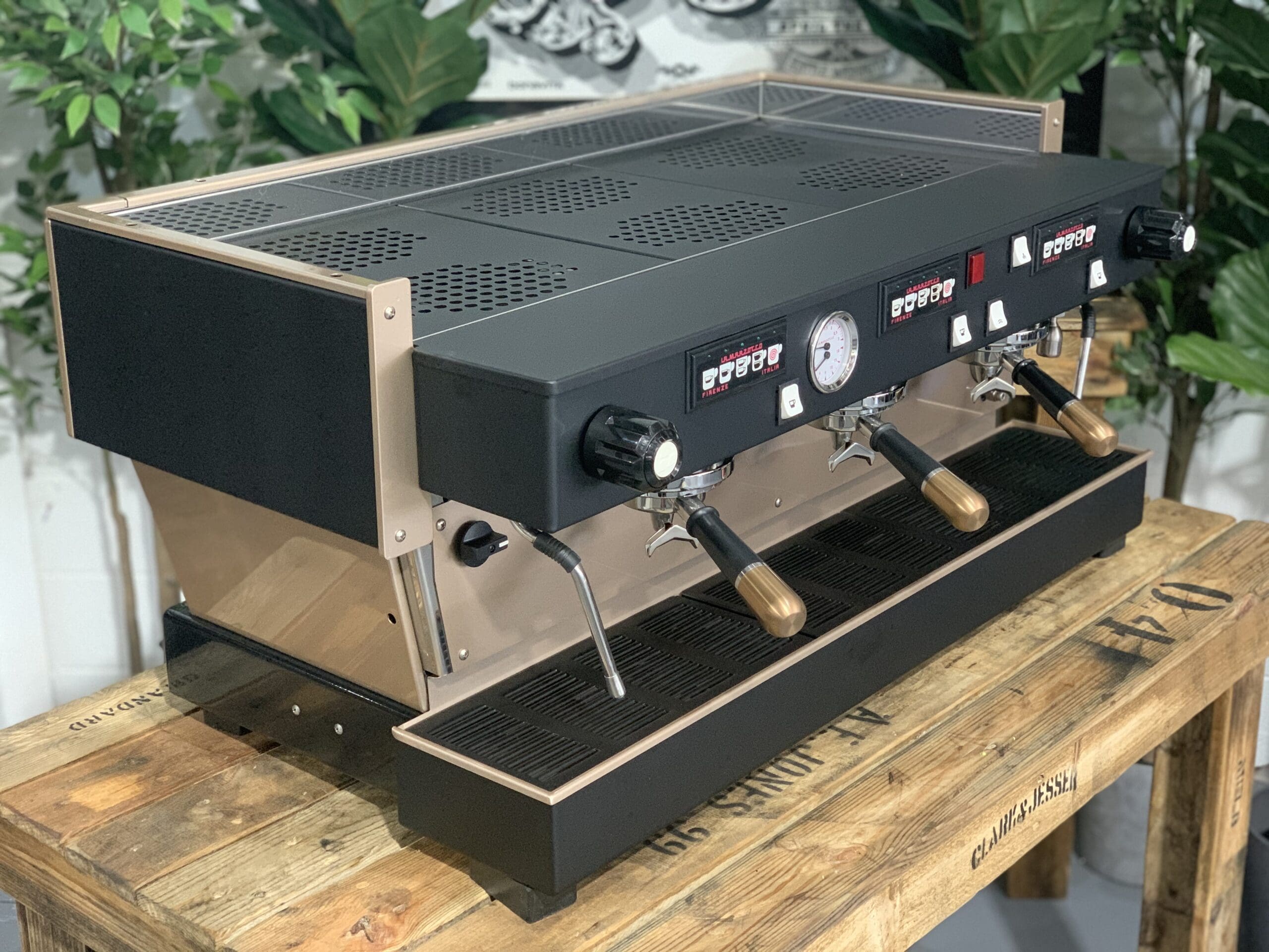 La Marzocco Linea Classic Black & Rose - 3 Group Commercial Espresso Machine - Gold