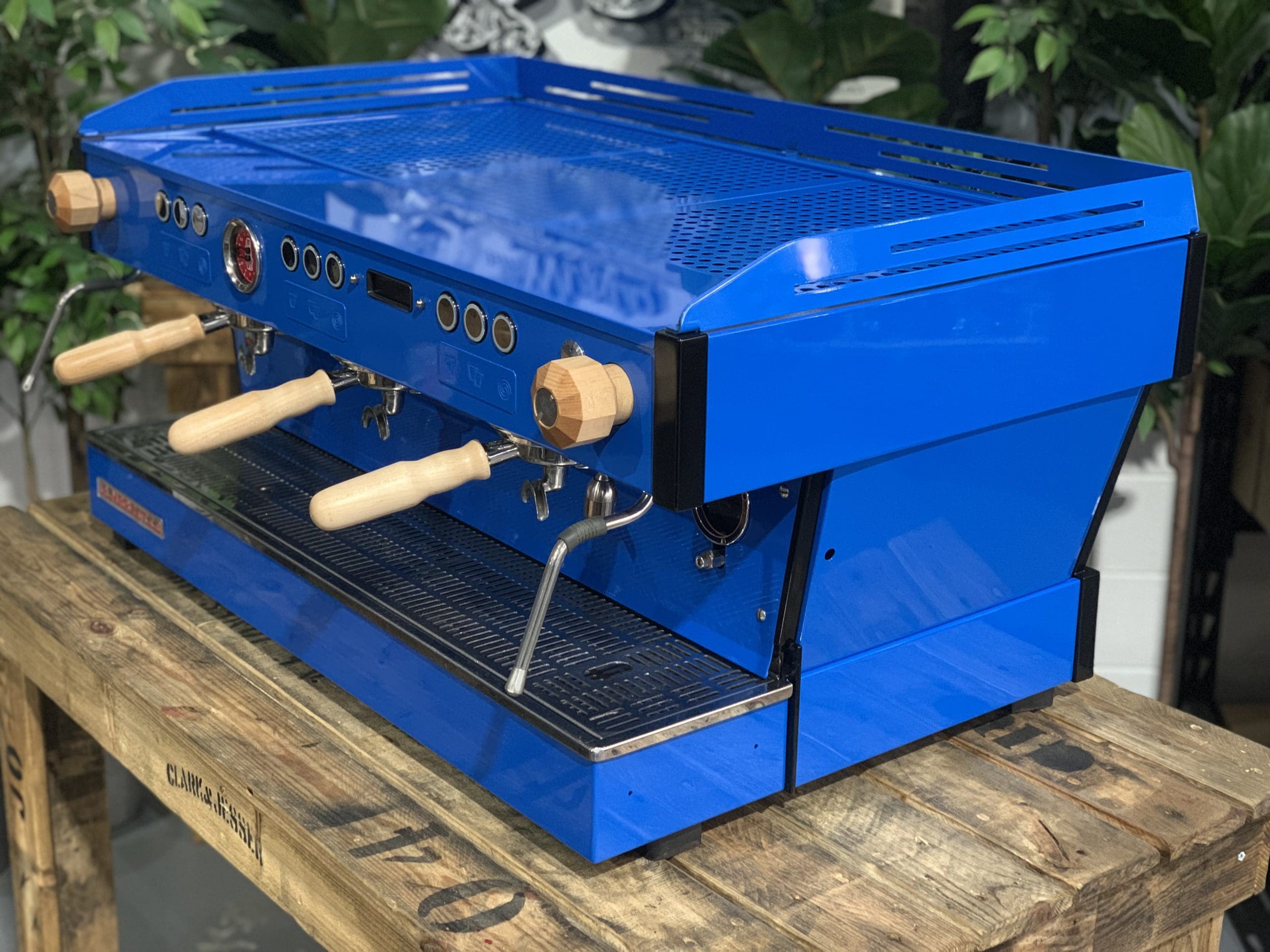 La Marzocco Linea PB 3 Group Blue with Timber - 1213