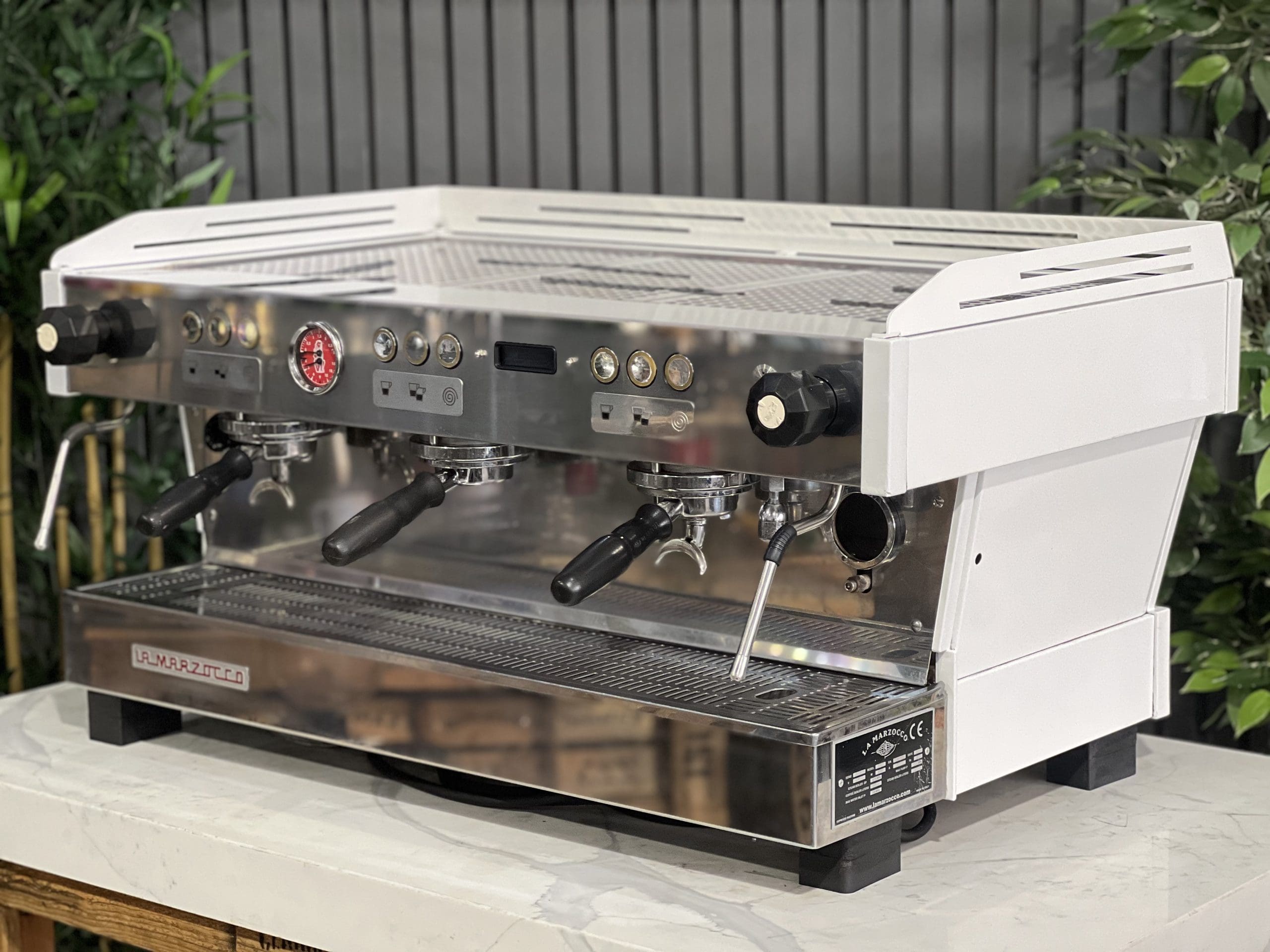 La Marzocco Linea PB 3 Group Stainless & White w/ Green Accents - 39203