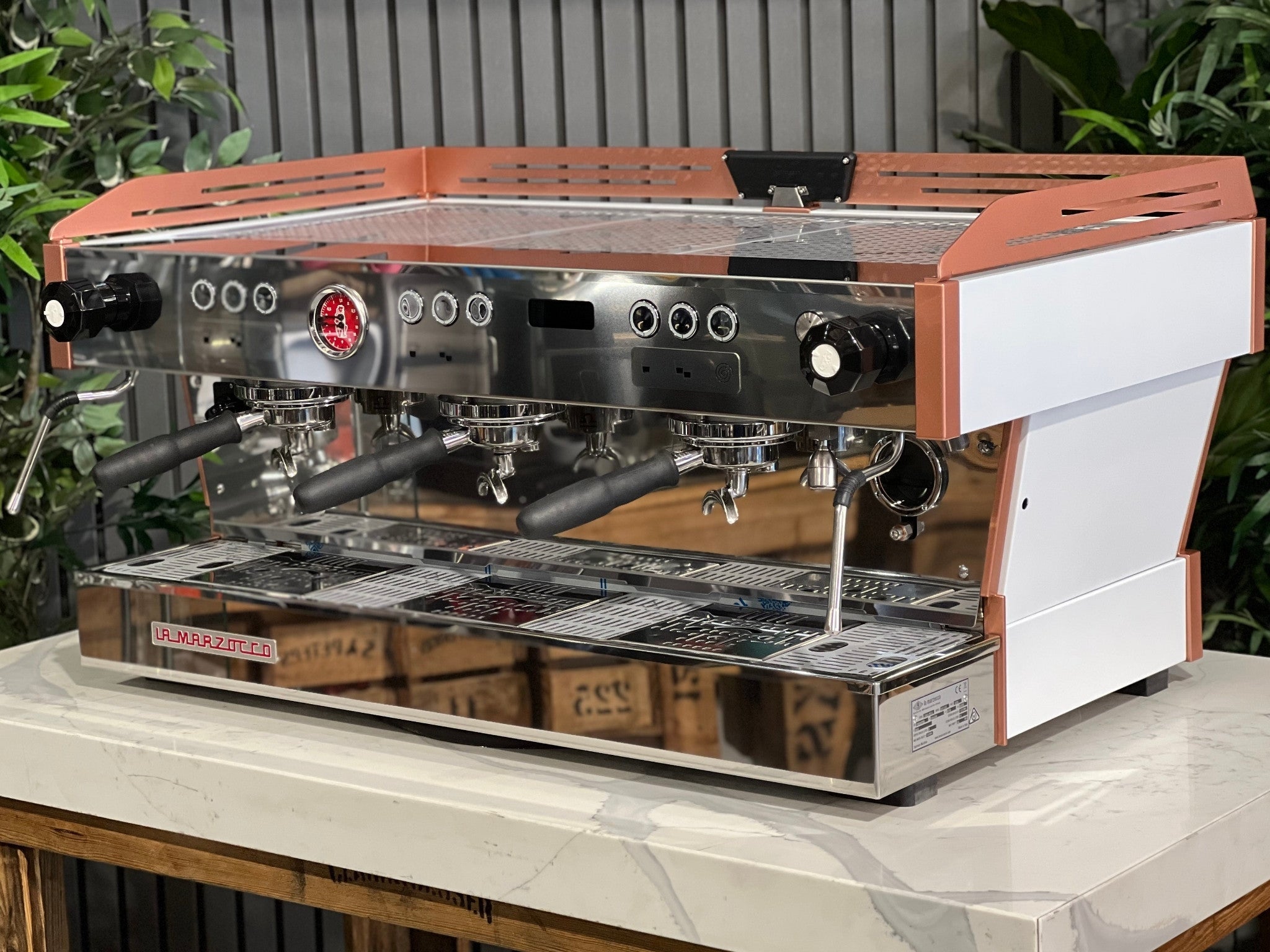 La Marzocco Linea PB ABR White - 3 Group Commercial Espresso Machine - Copper