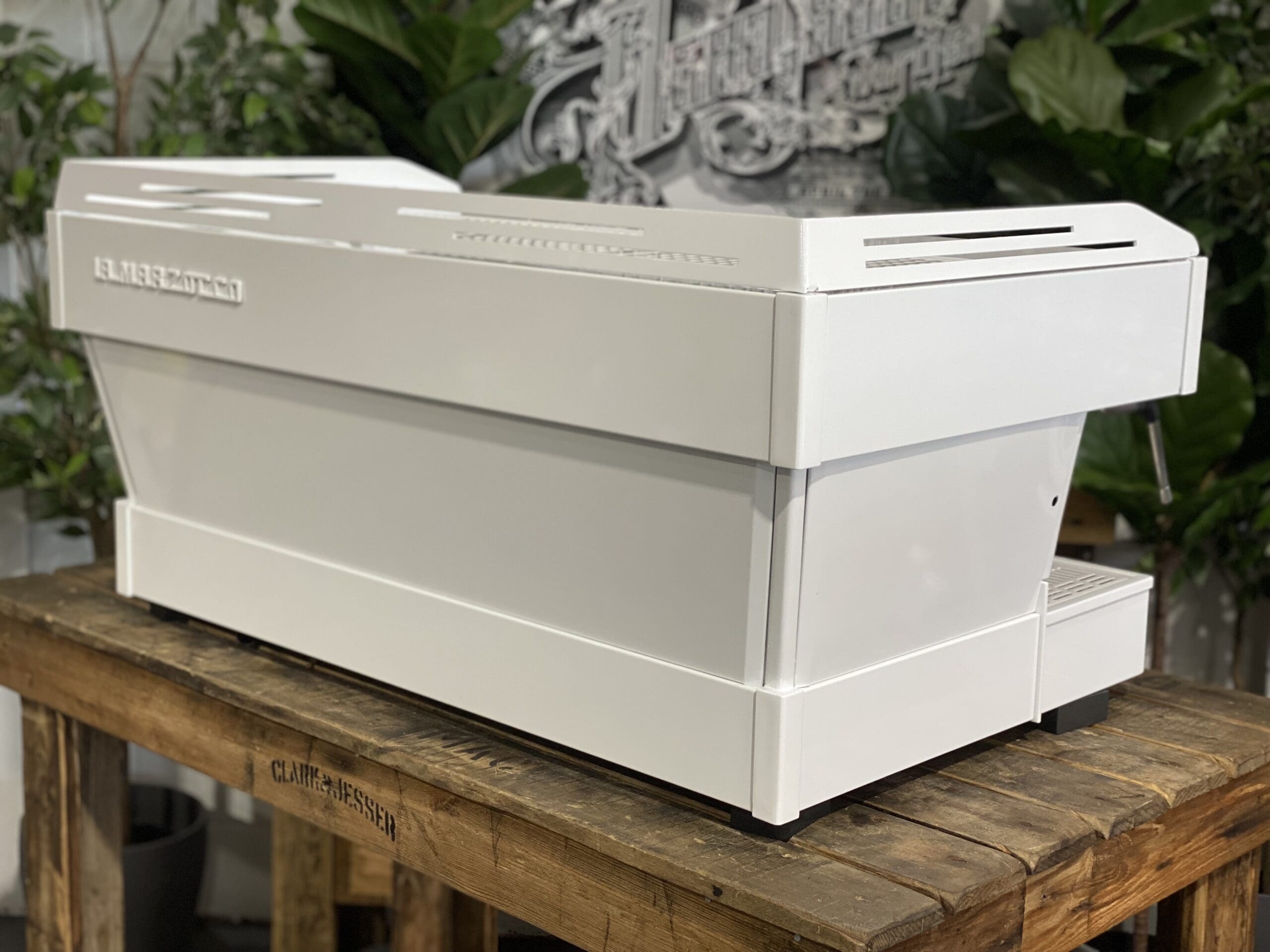 La Marzocco Linea PB Full White w Rubber Pesado Handles - 3 Group Commercial Espresso Machine - Black