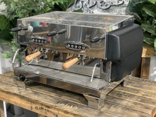 La San Marco 80E Liscea 2 Group Matte Black & Timber - 7479