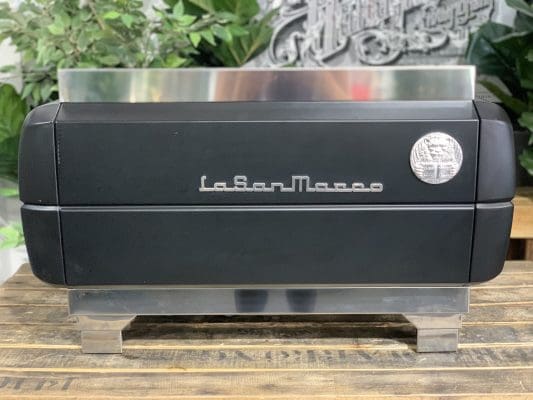 La San Marco 80E Liscea 2 Group Matte Black & Timber - 7479