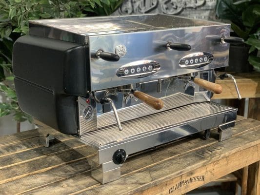 La San Marco 80E Liscea 2 Group Matte Black & Timber - 7479