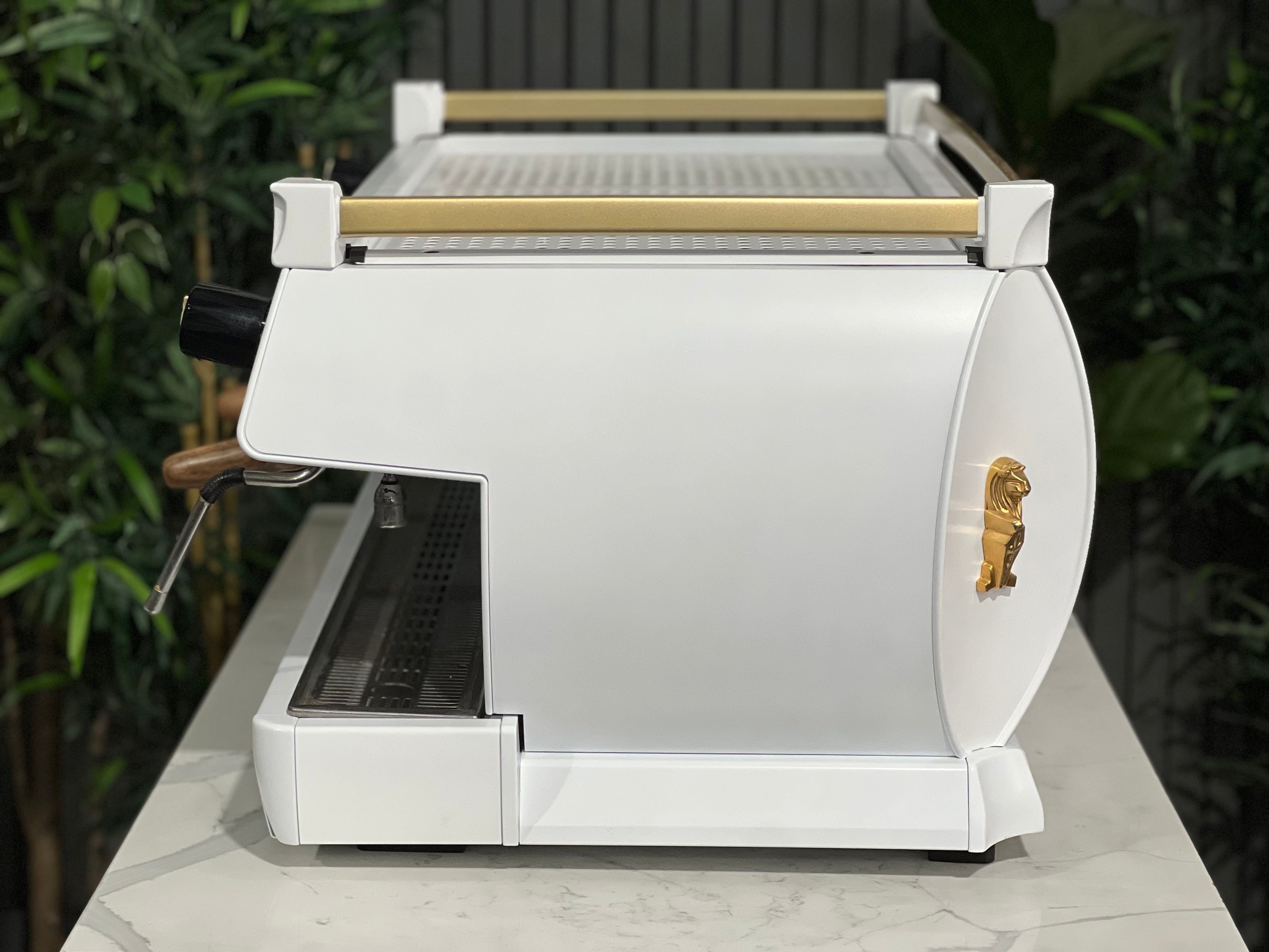 La Marzocco Gb5 White - 3 Group Commercial Espresso Machine - Gold
