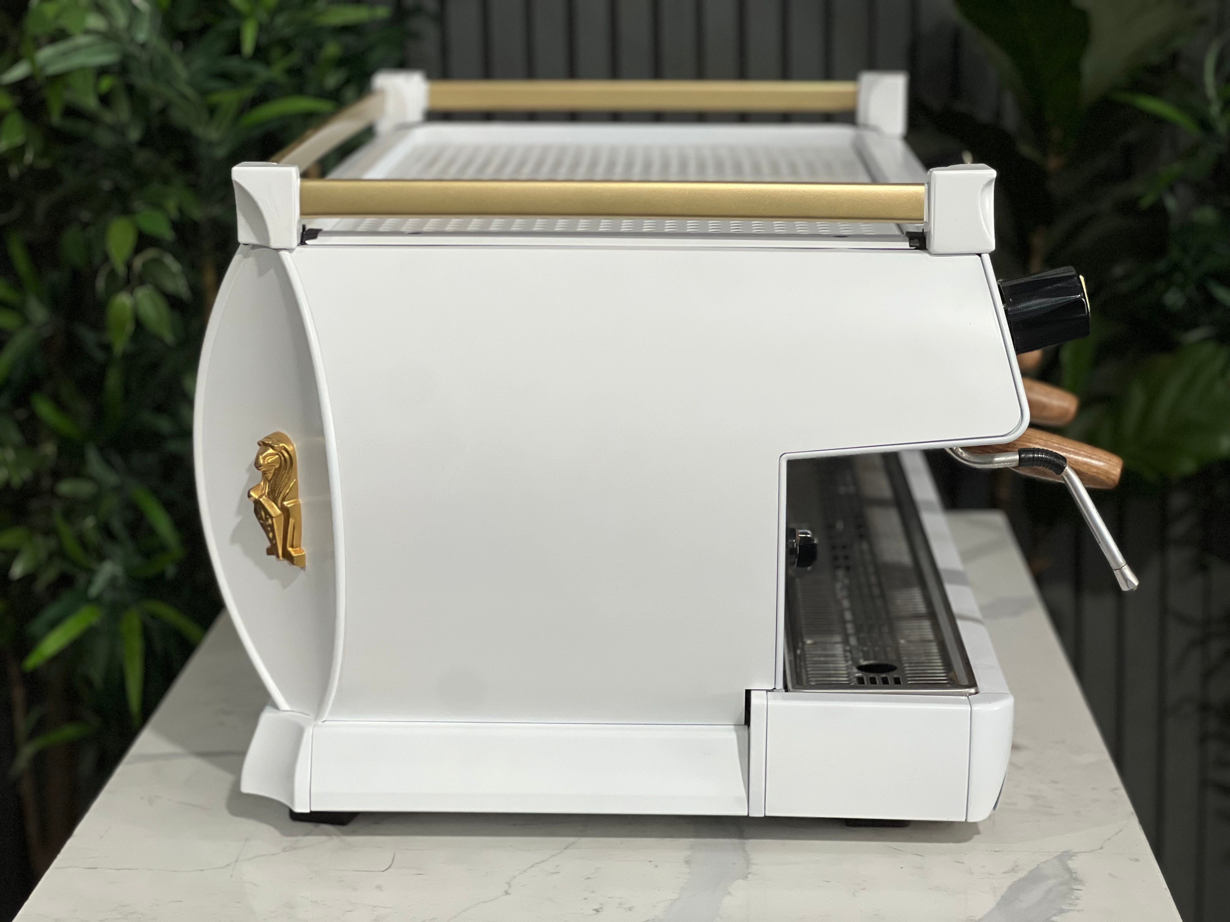 La Marzocco Gb5 White - 3 Group Commercial Espresso Machine - Gold