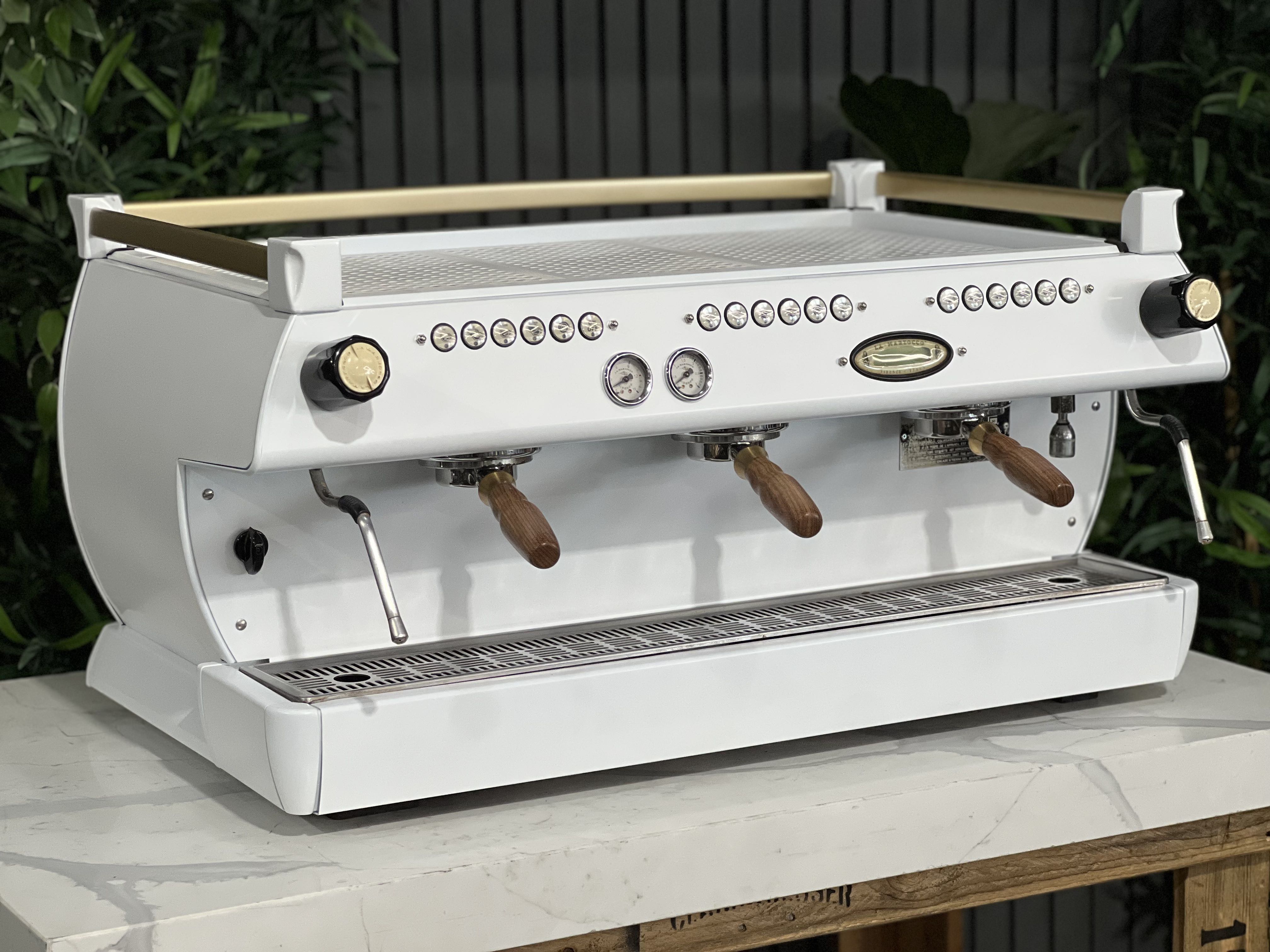 La Marzocco Gb5 White - 3 Group Commercial Espresso Machine - Gold