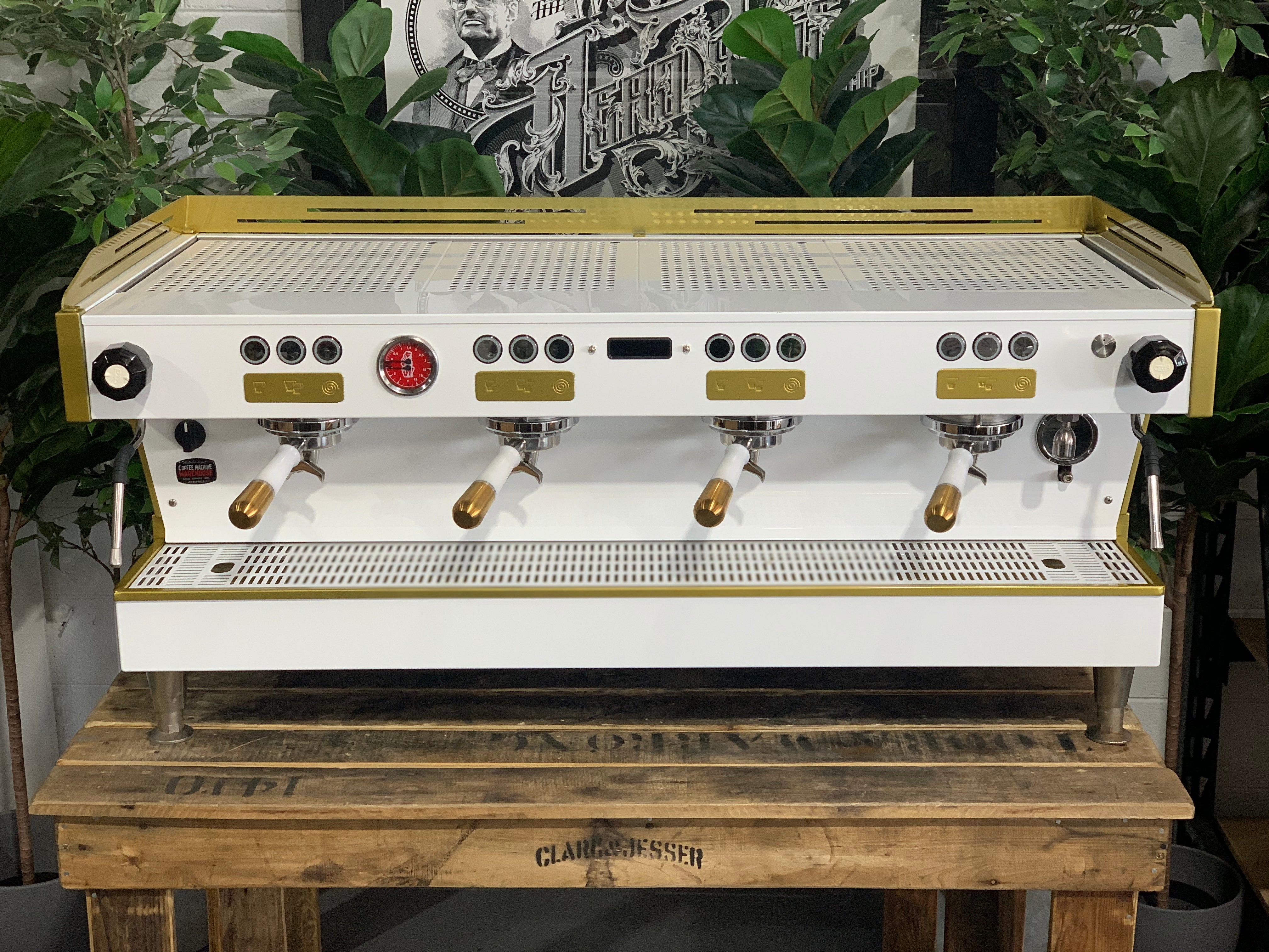 La Marzocco Linea PB White - Used - 4 Group Commercial Espresso Machine - Gold