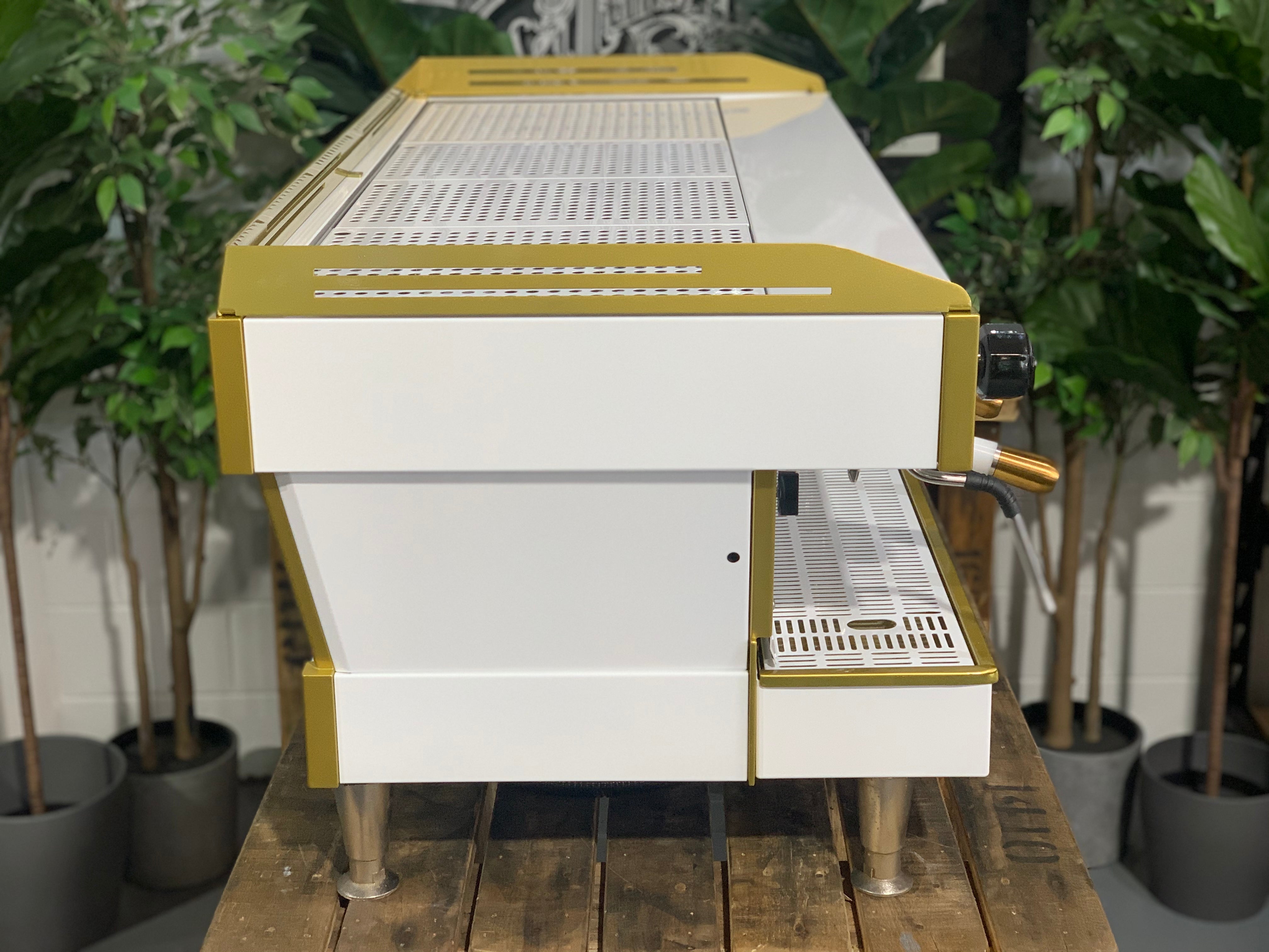 La Marzocco Linea PB White - Used - 4 Group Commercial Espresso Machine - Gold