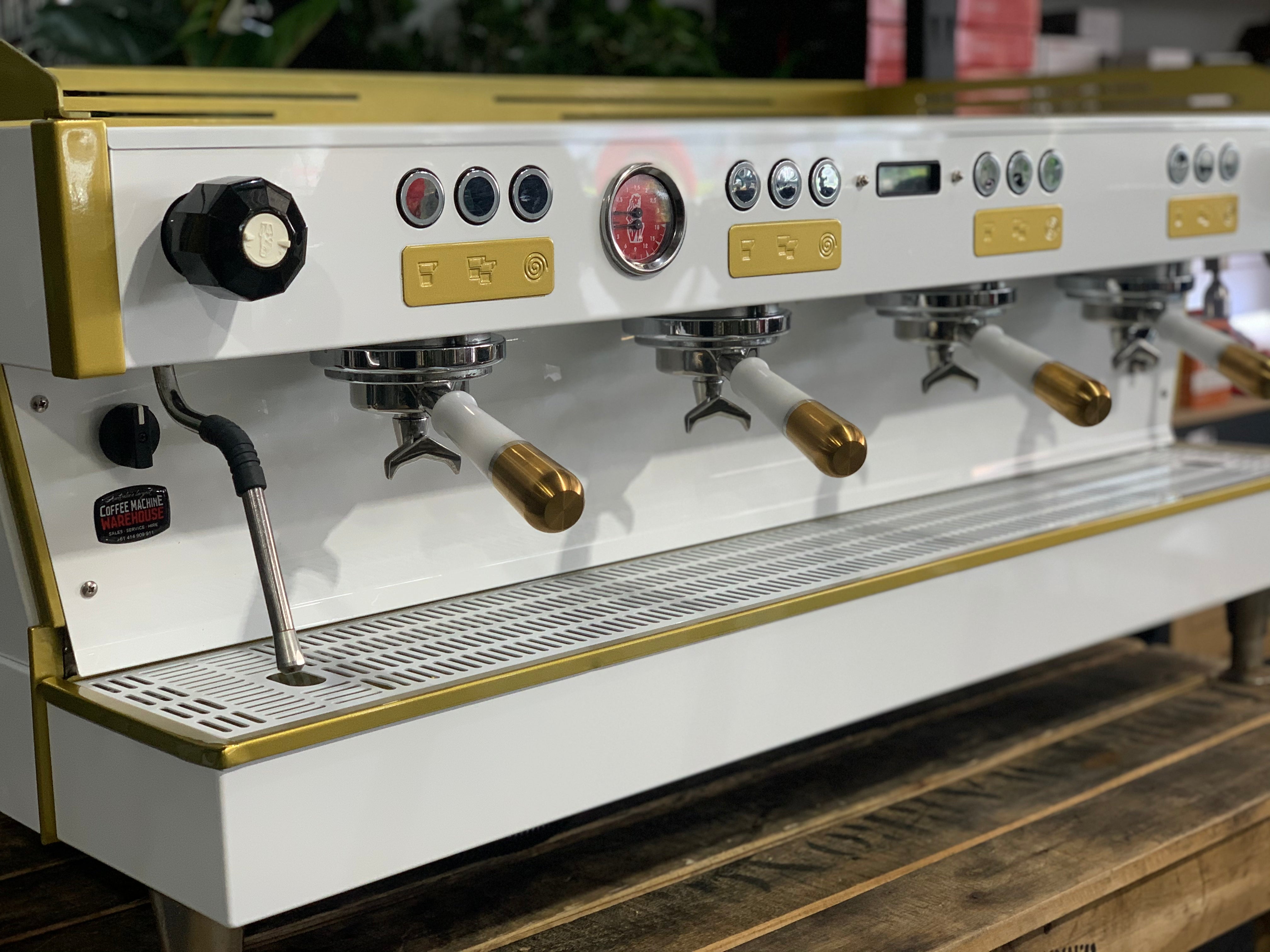 La Marzocco Linea PB White - Used - 4 Group Commercial Espresso Machine - Gold