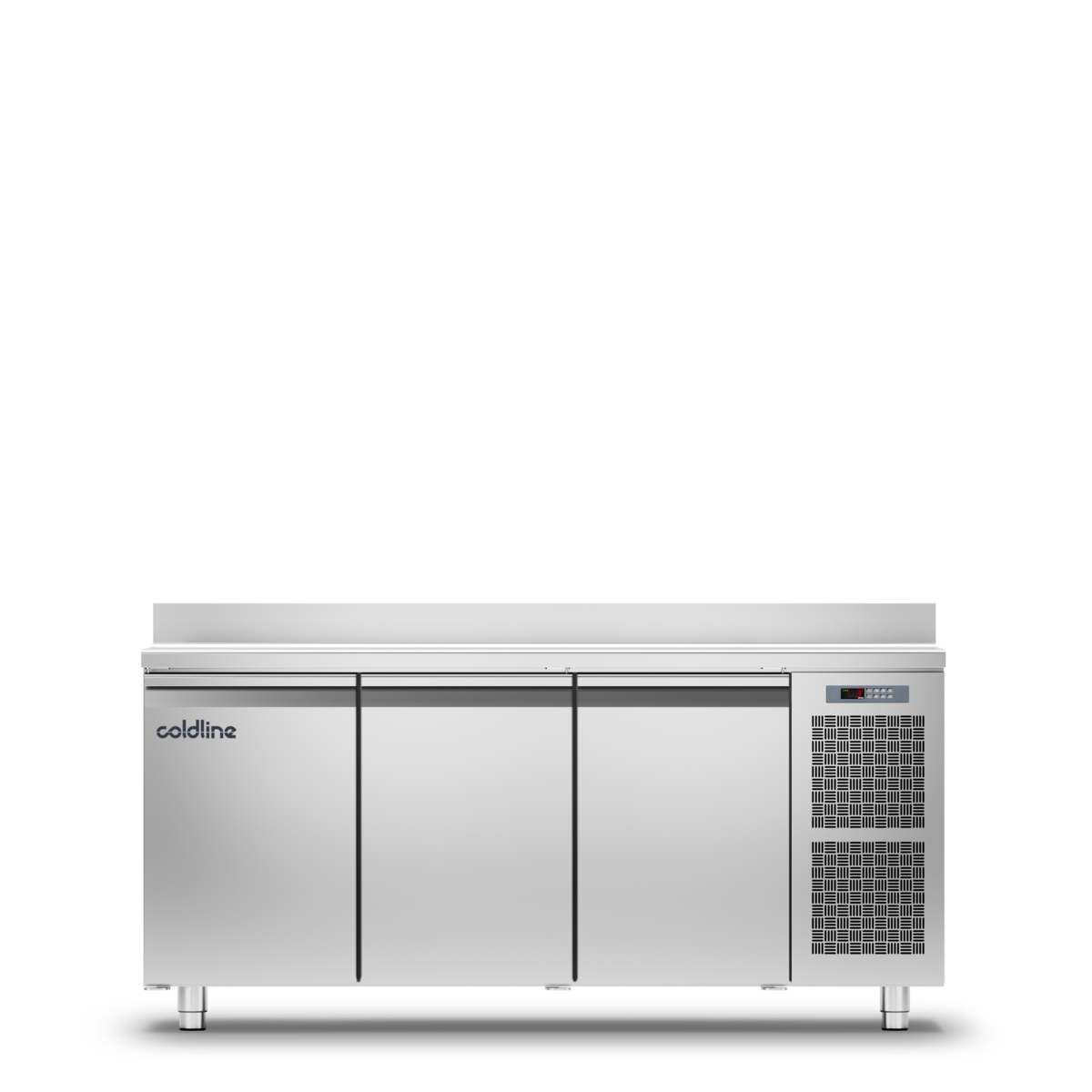 Coldline 3 Door Master Counter Freezer with Stainless Steel Worktop & Splashback - TA17/1B