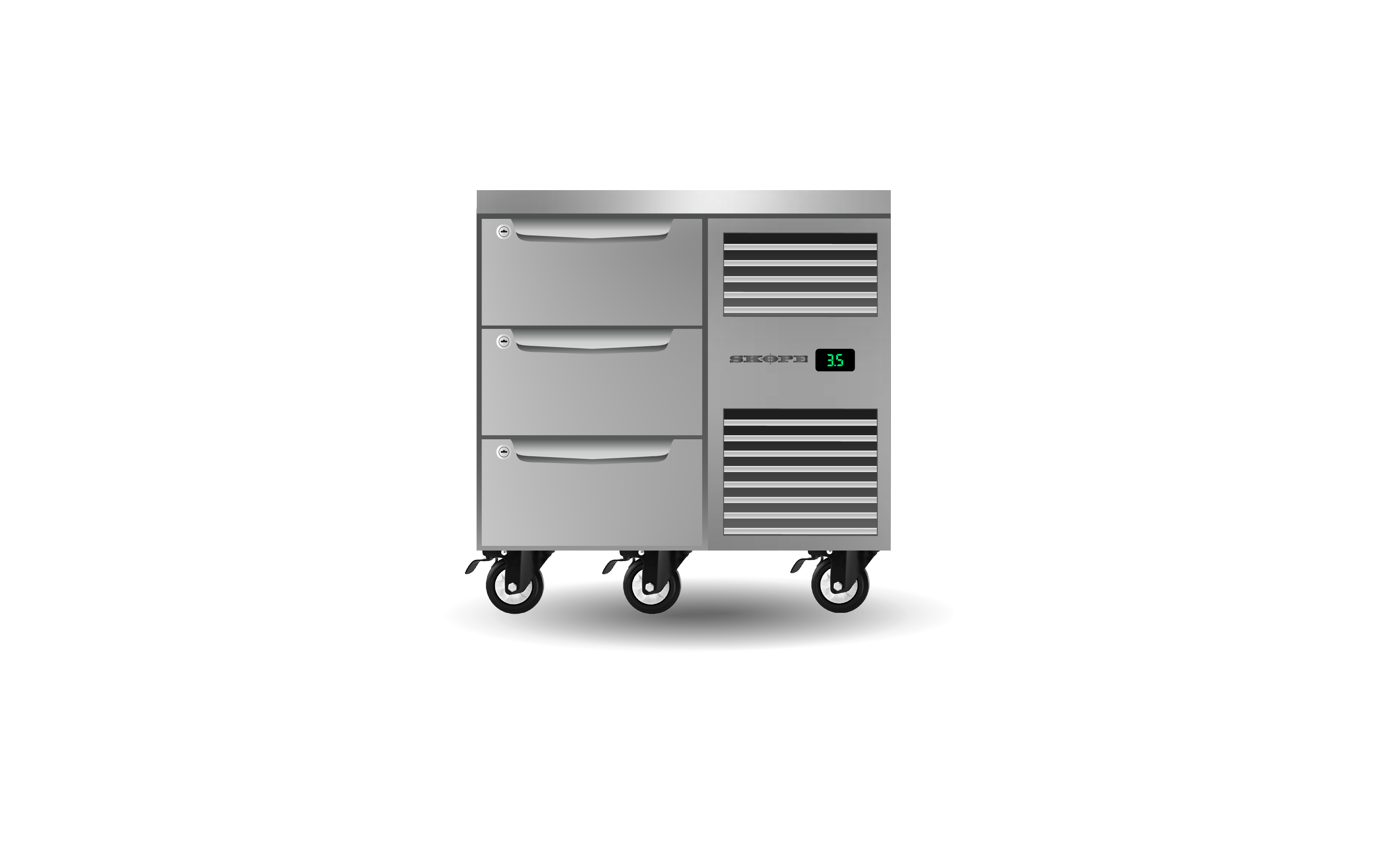 Skope ProSpec Three Drawer One Bay Underbench GN 1/1 Right Hand Fridge 126L - PG11.UBR.1.D3.RH