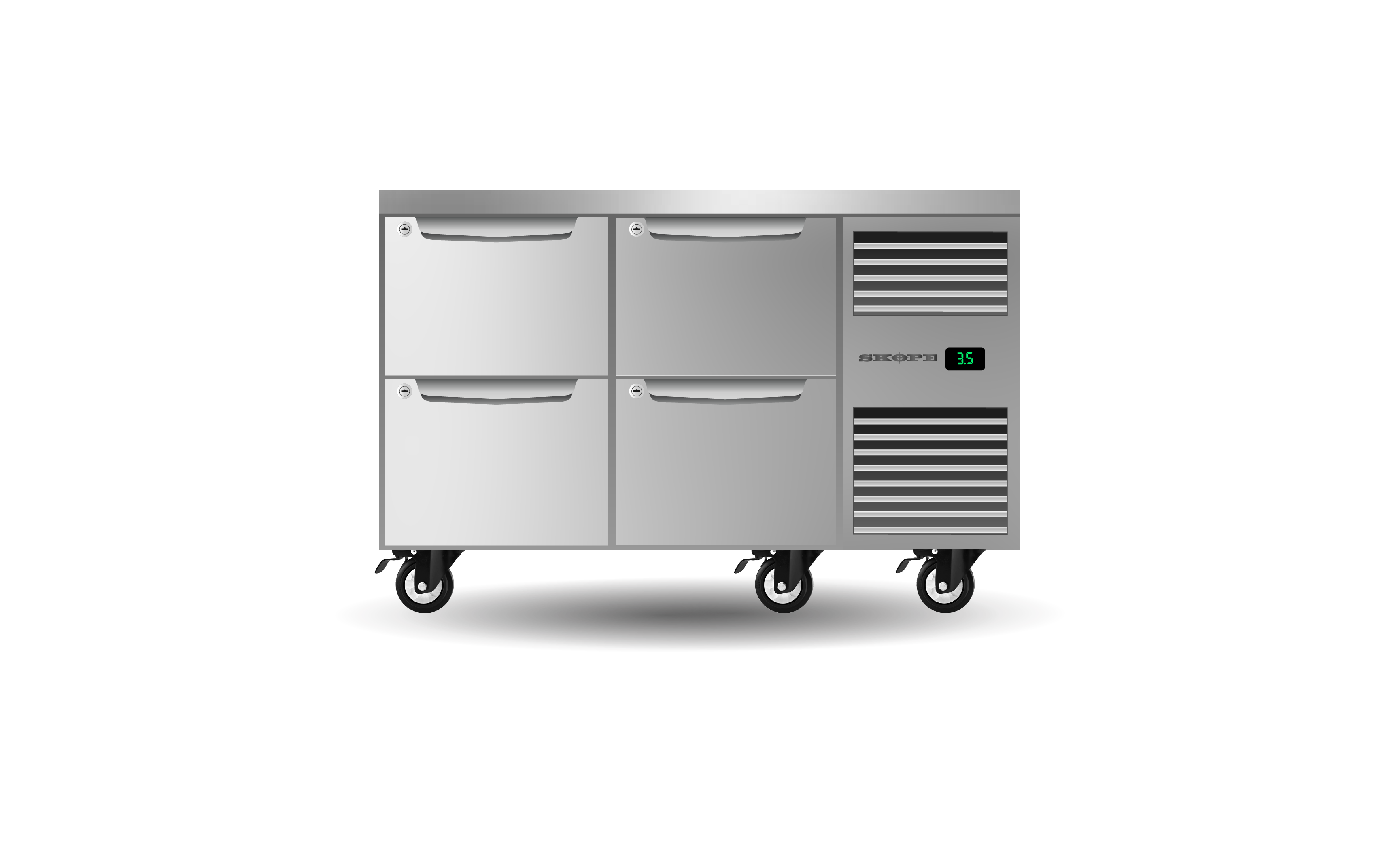 Skope ProSpec Four Drawer Two Bay Underbench GN 1/1 Right Hand Fridge 288L - PG11.UBR.2.D4.RH