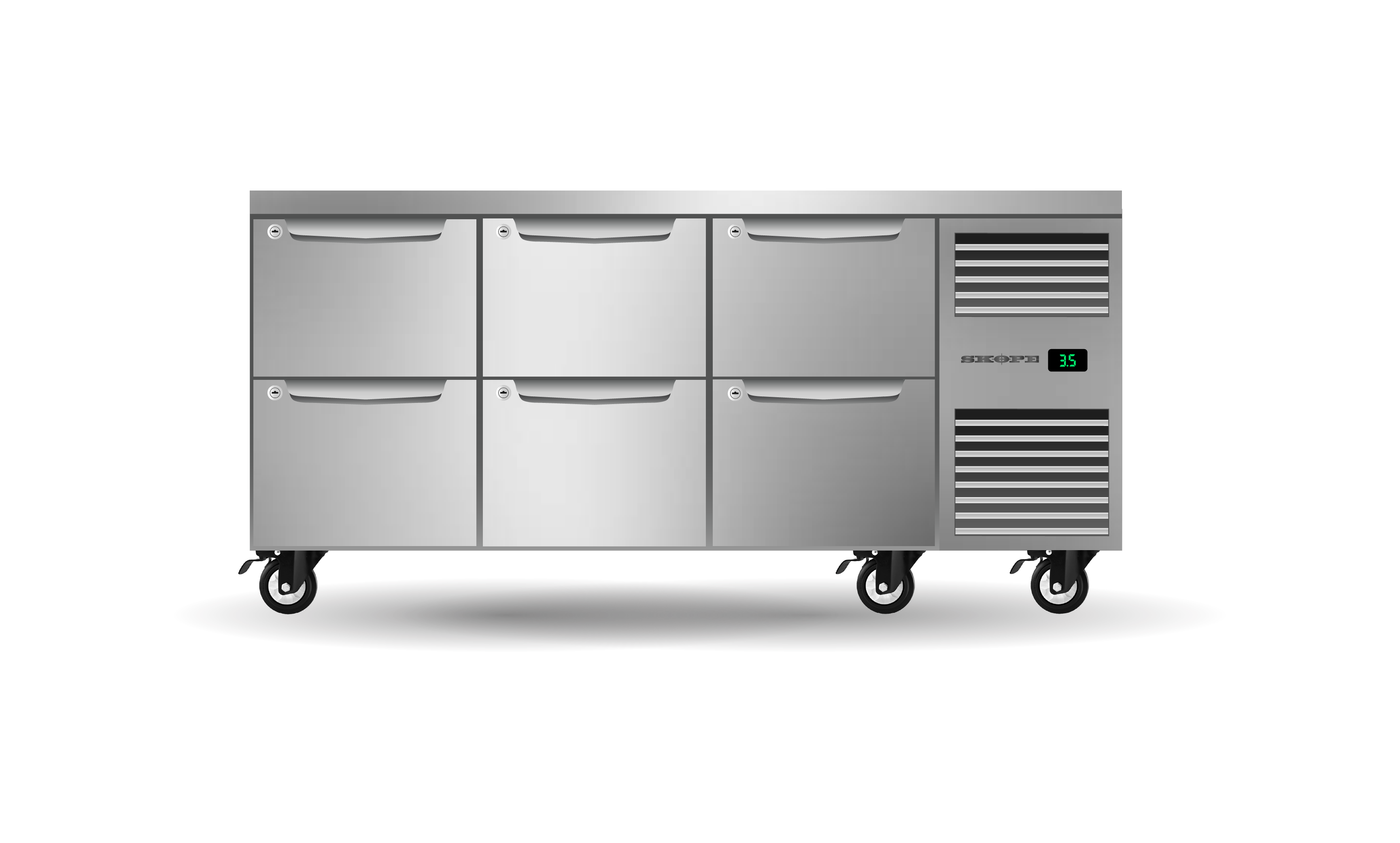 Skope ProSpec Six Drawer Three Bay Underbench GN 1/1 Right Hand Fridge 447L - PG11.UBR.3.D6.RH