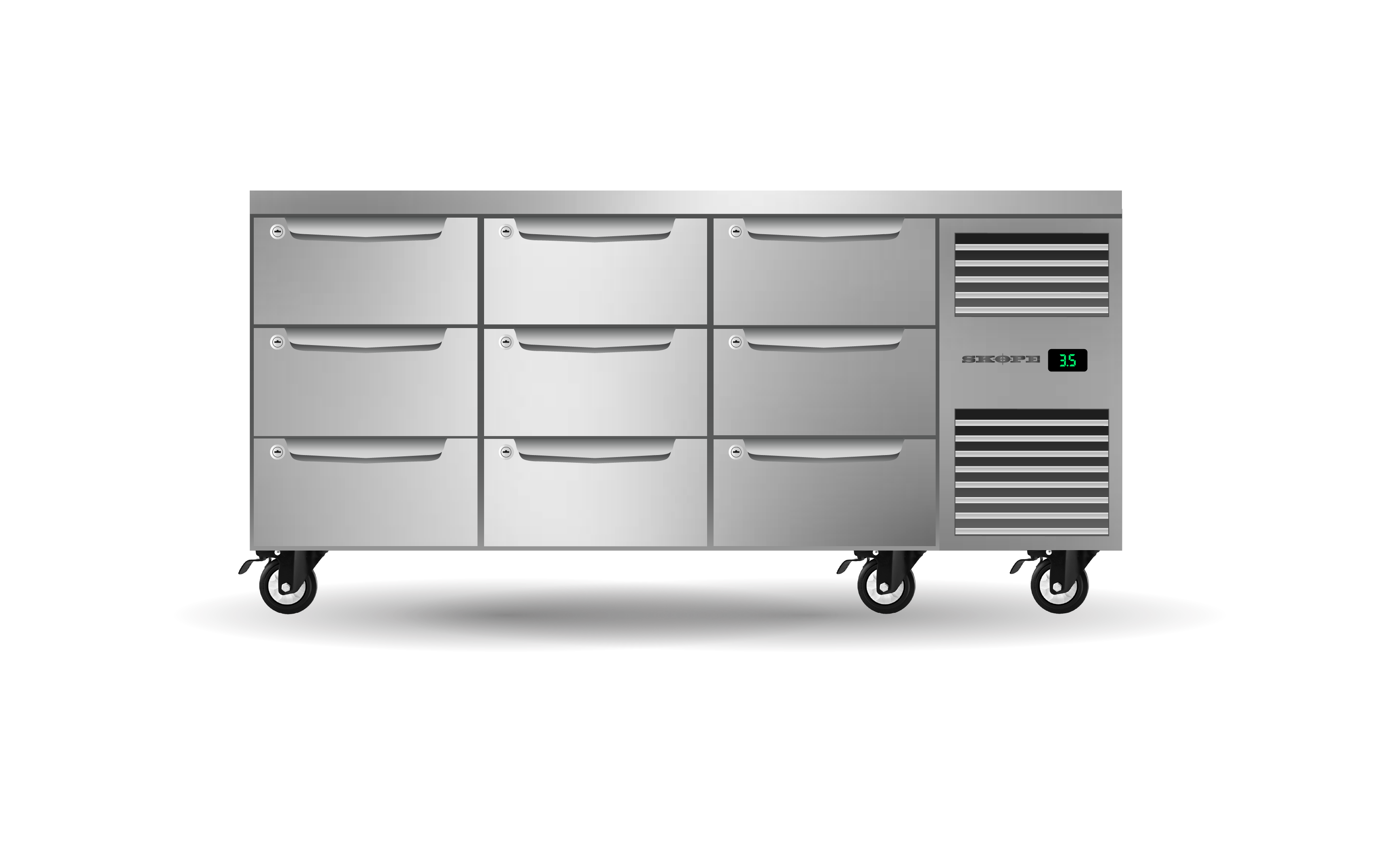 Skope ProSpec Nine Drawer Three Bay Underbench GN 1/1 Right Hand Fridge 432L - PG11.UBR.3.D9.RH