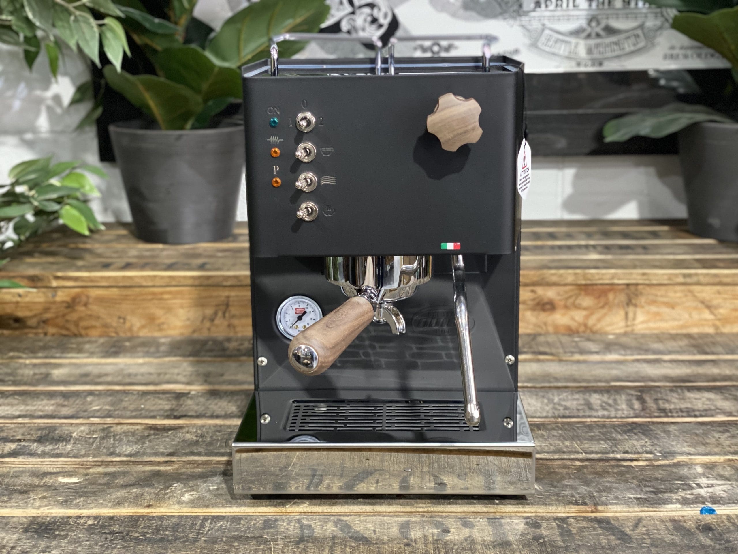 Quick Mill Pippa Tank Black - 1 Group Commercial Espresso Machine - Timber