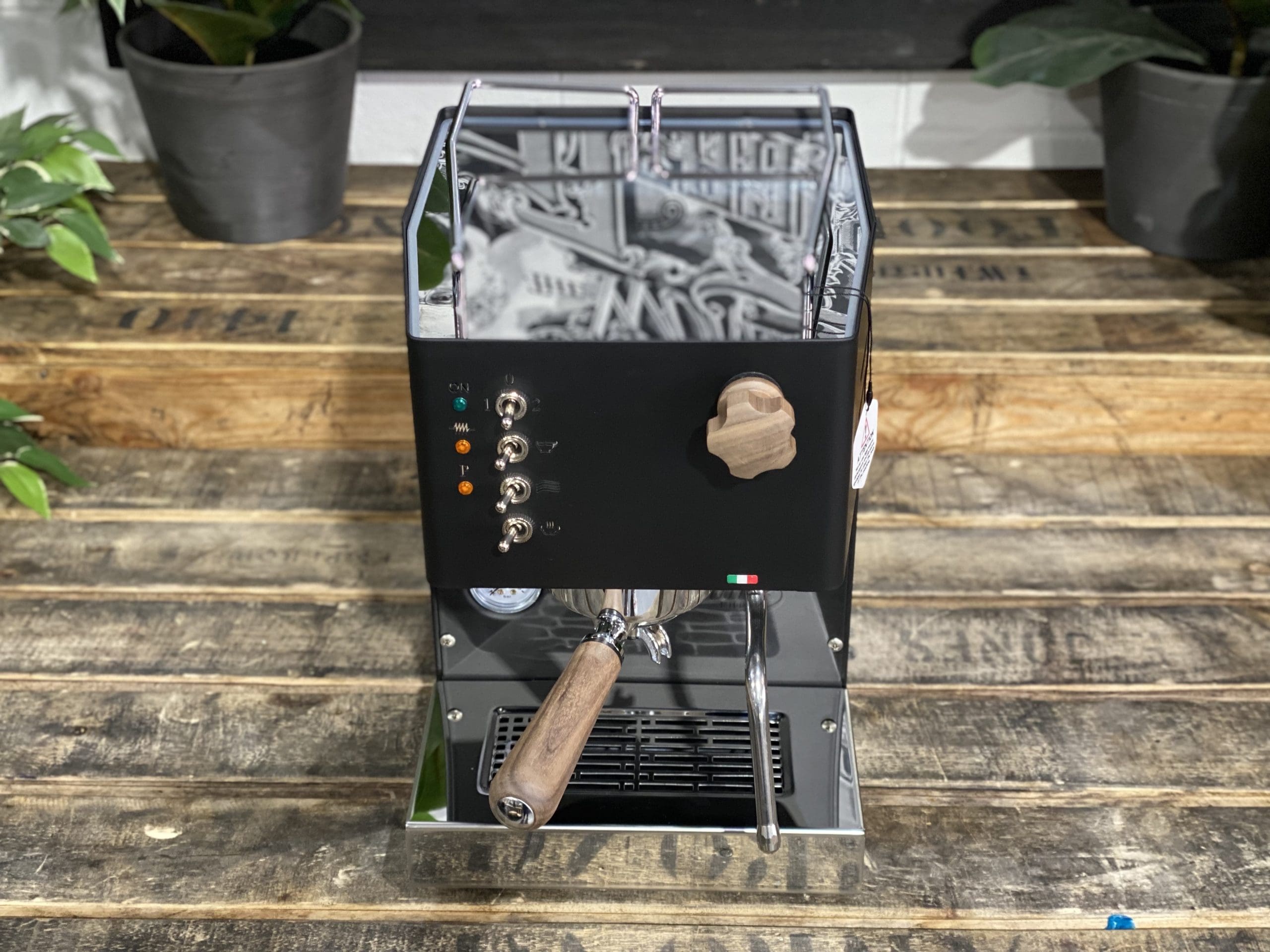 Quick Mill Pippa Tank Black - 1 Group Commercial Espresso Machine - Timber