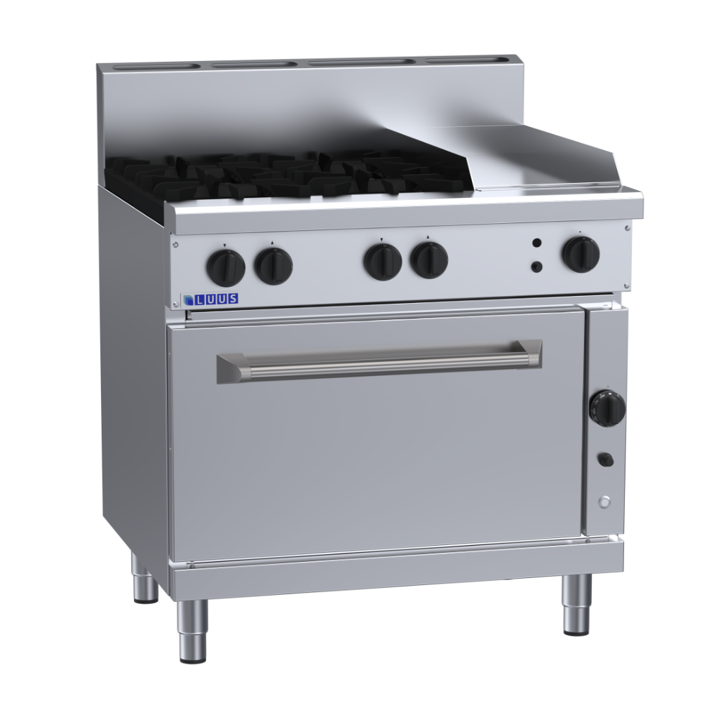 Luus RF-4B3P 900mm Gas 4 Burner 300mm Griddle Range & Convection Oven RF-4B3P-LPG