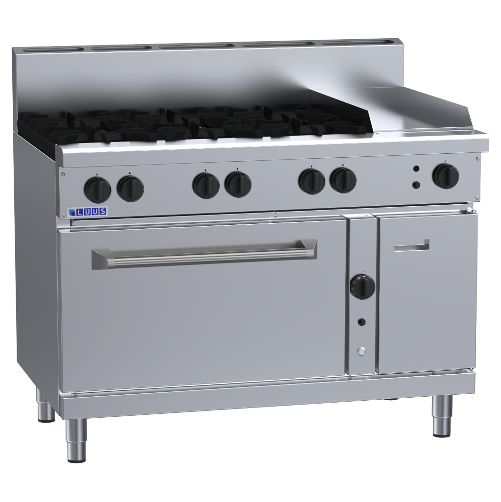 Luus RF-6B3P 1200mm Gas 6 Burner 300mm Griddle Range & Convection Oven RF-6B3P-LPG