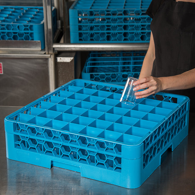 Carlisle OptiClean Blue 49 Compartment Divided Rack with One 49 Compartment divider Extender 500mm x 500mm x 140mm - RG49-114