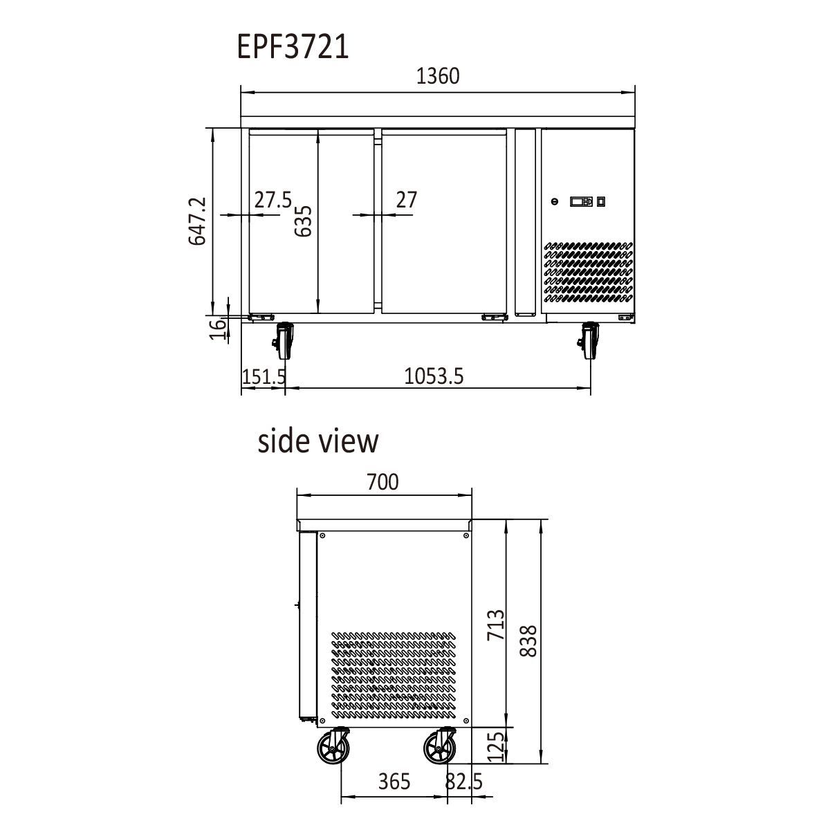 Atosa Glass Two Door Cooling Table EPF3721