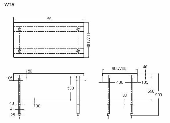 Mixrite Work Bench 600 x 600 x 900 mm WTS606