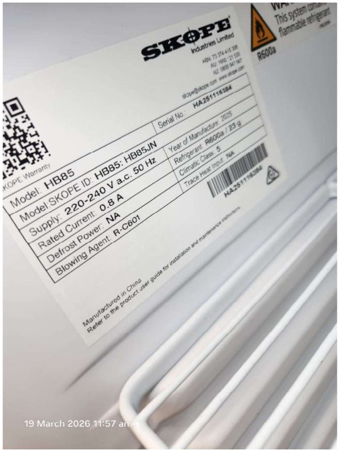 CLEARANCE - Skope HB85 1 Glass Door Compact Display Fridge - HB85-HA251116384