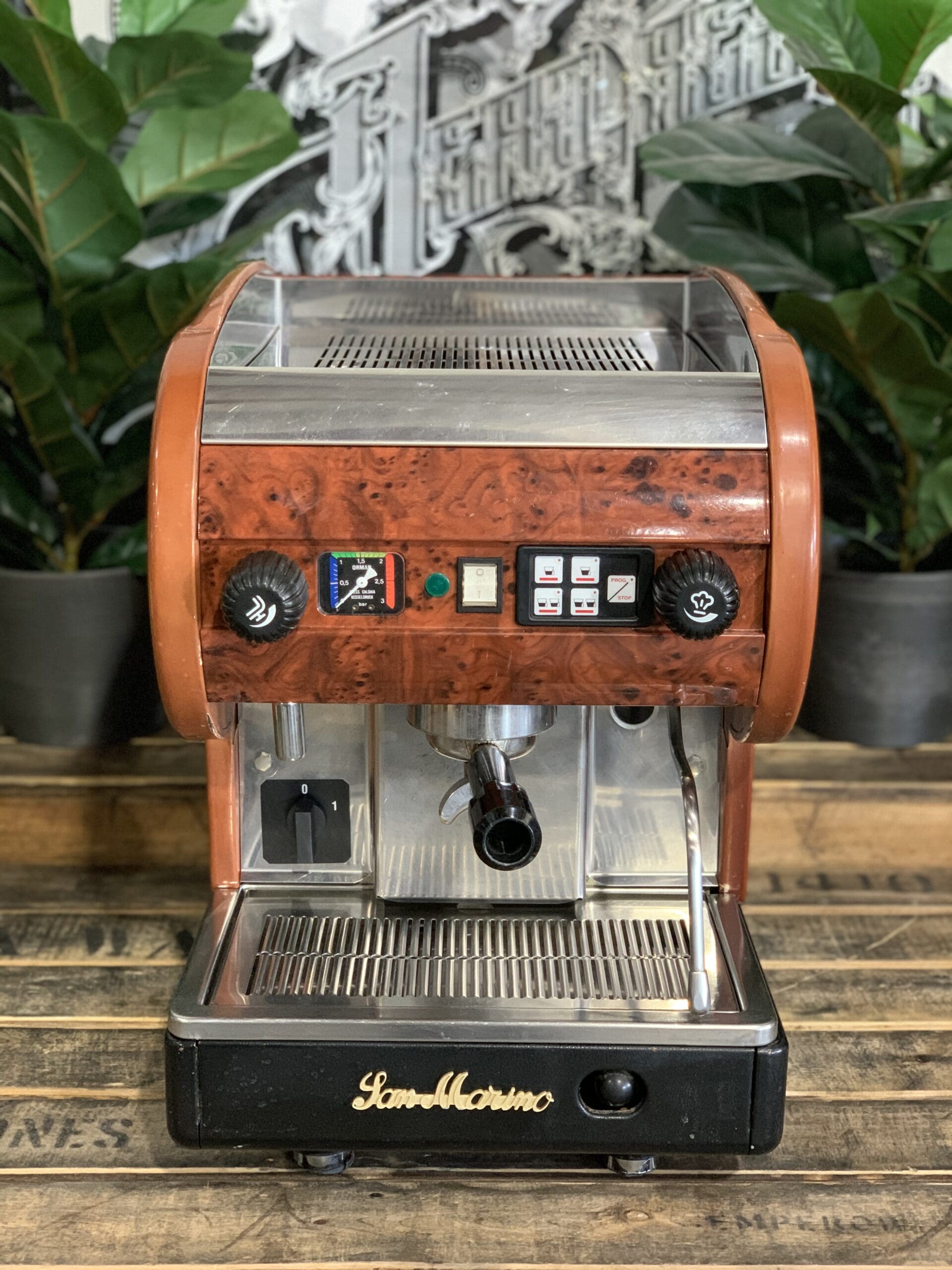 San Marino Lisa Junior 1 Group Brier Wood Espresso Coffee Machine - 1125