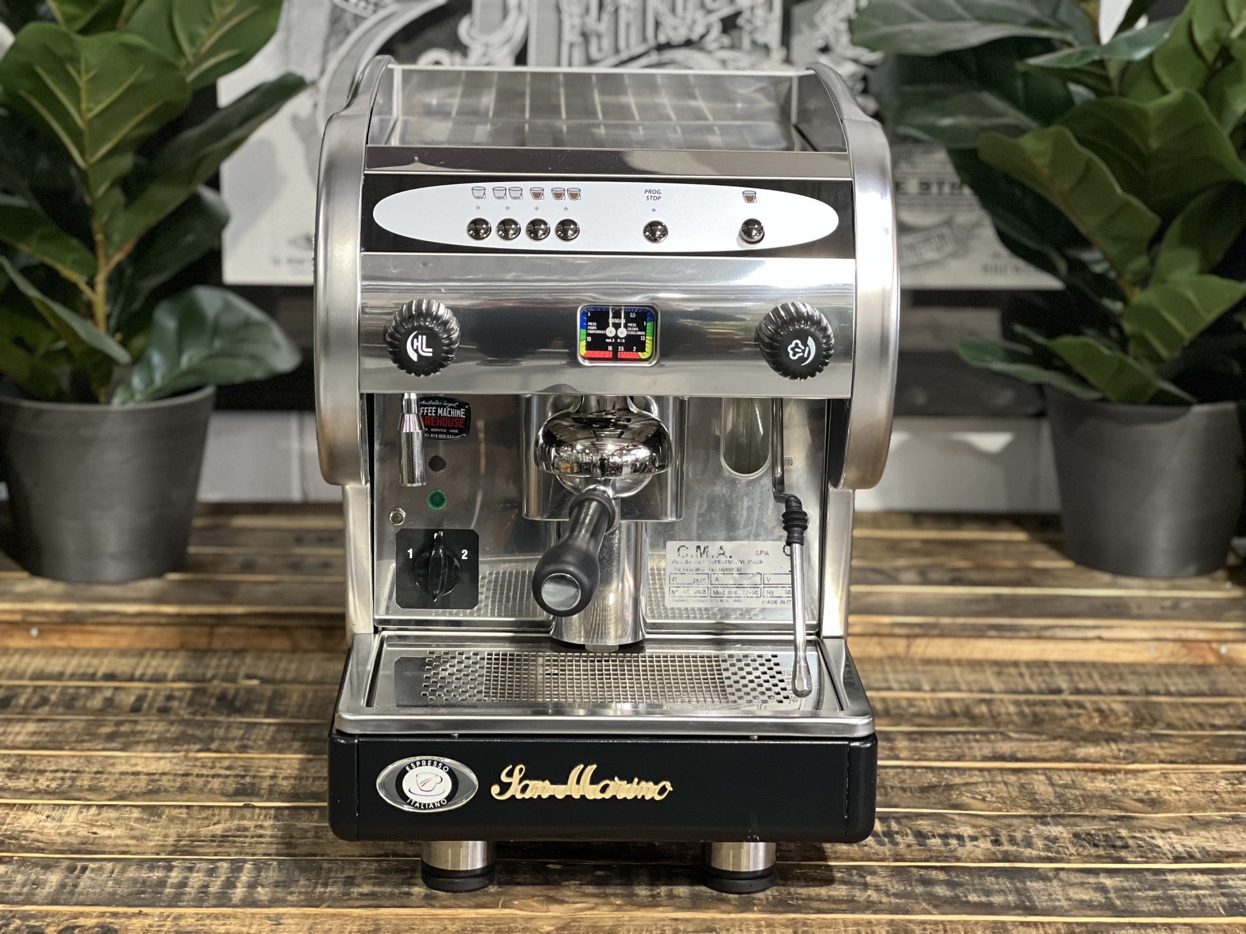 San Marino Lisa R Junior 1 Group Black & Stainless Espresso Coffee Machine - 36308