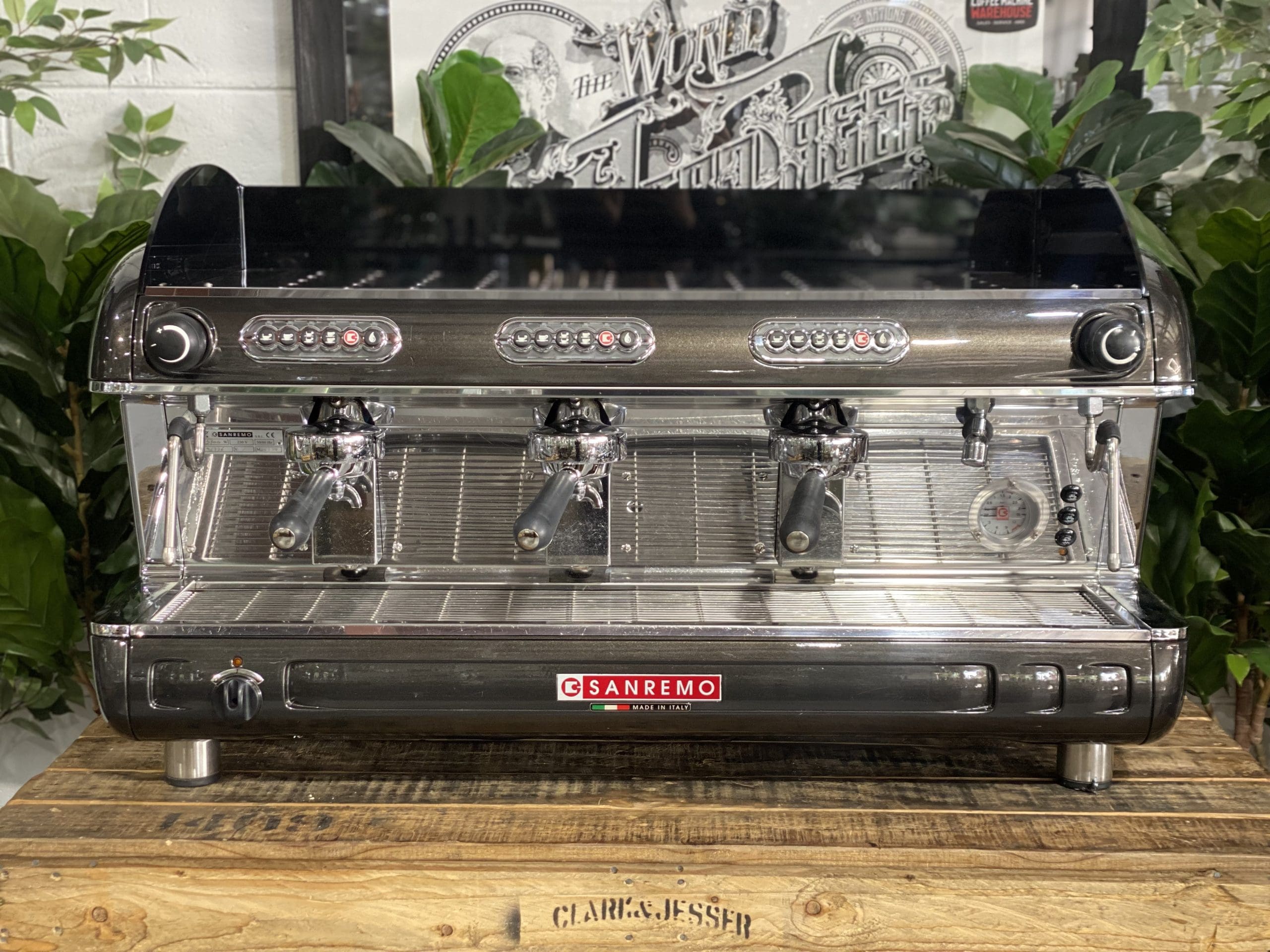 San Remo Verona High Cup Metallic - 3 Group Commercial Espresso Machine - Grey