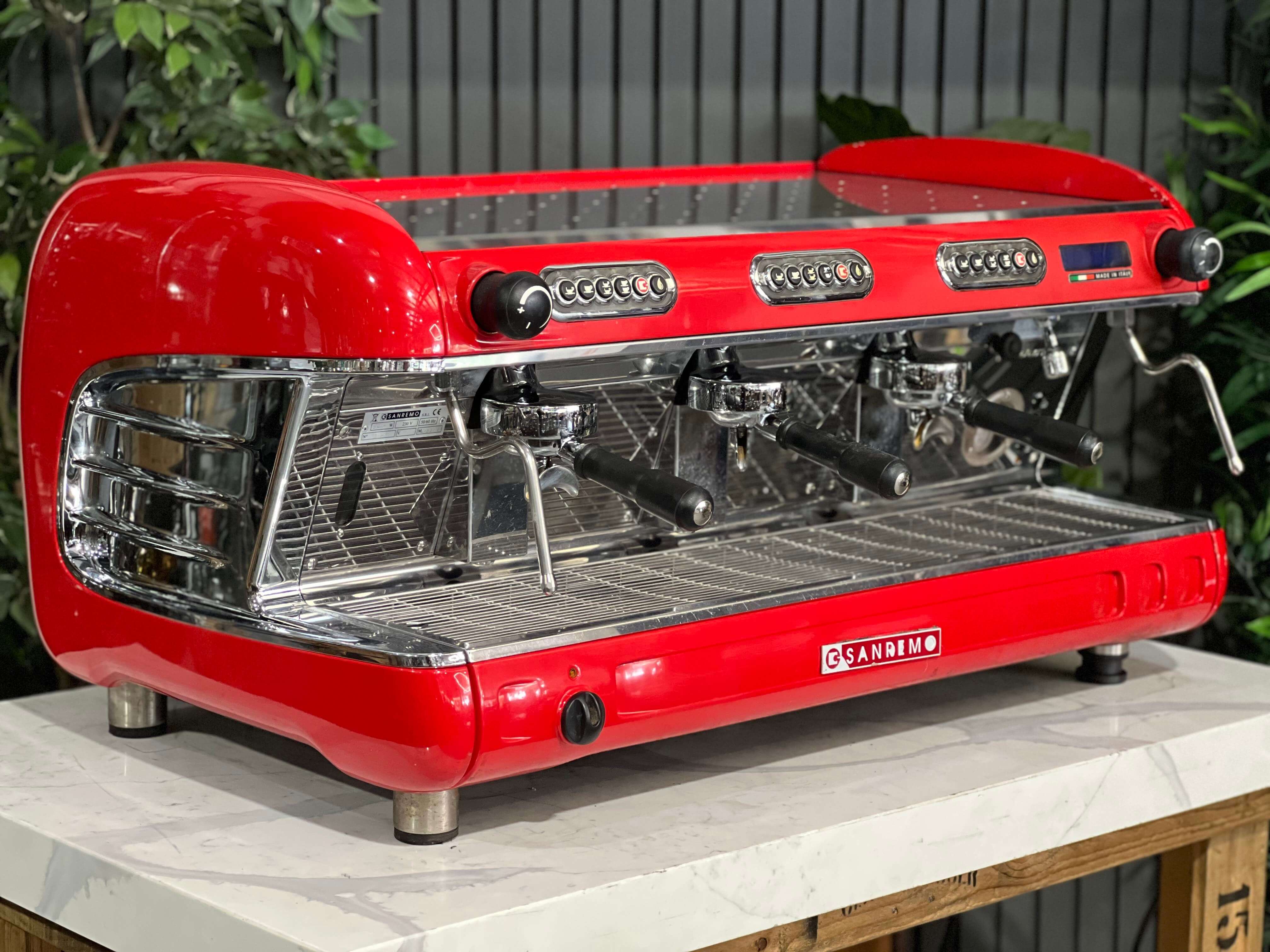 San Remo Verona - 3 Group Commercial Espresso Machine - Red