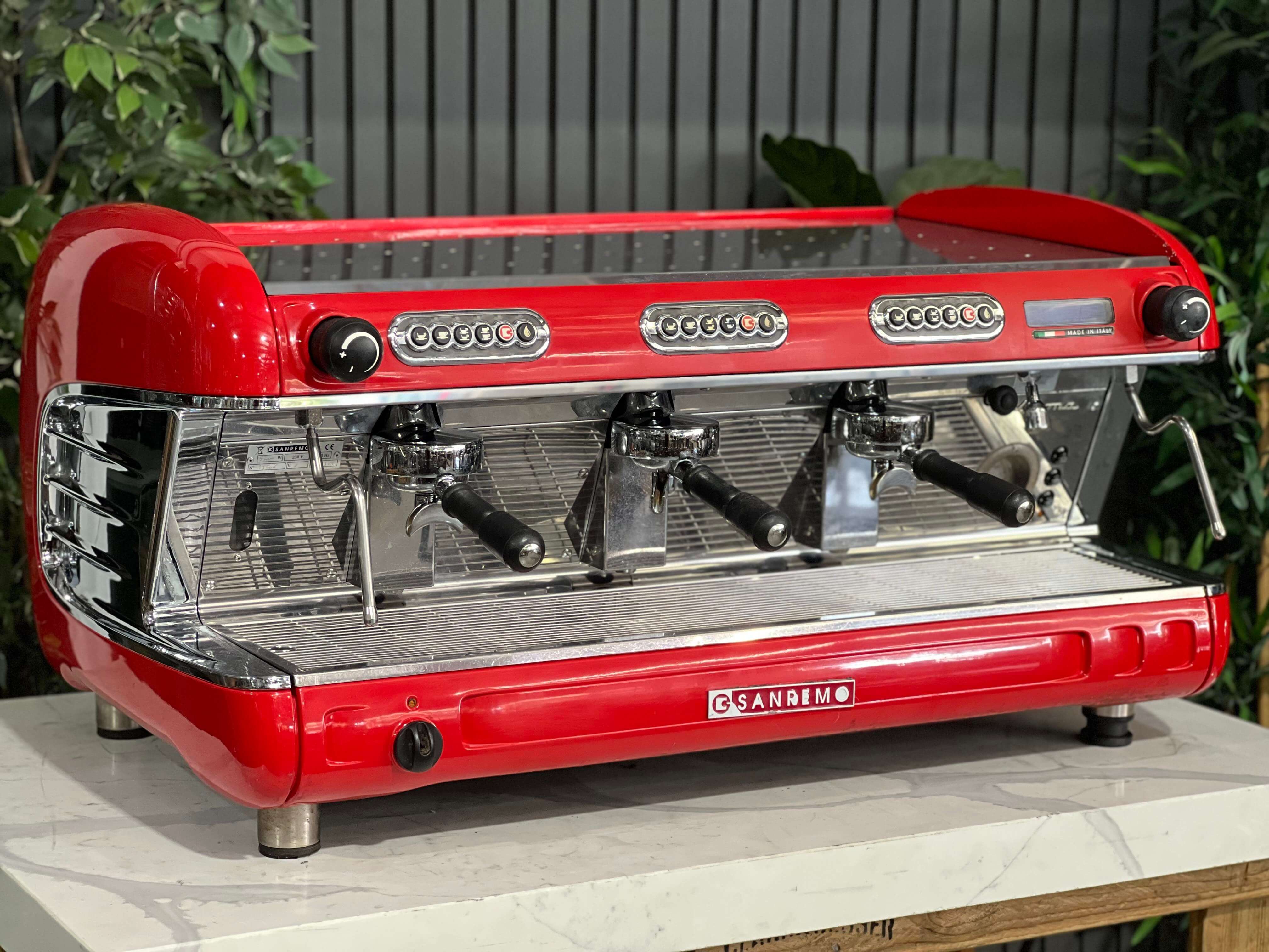 San Remo Verona - 3 Group Commercial Espresso Machine - Red