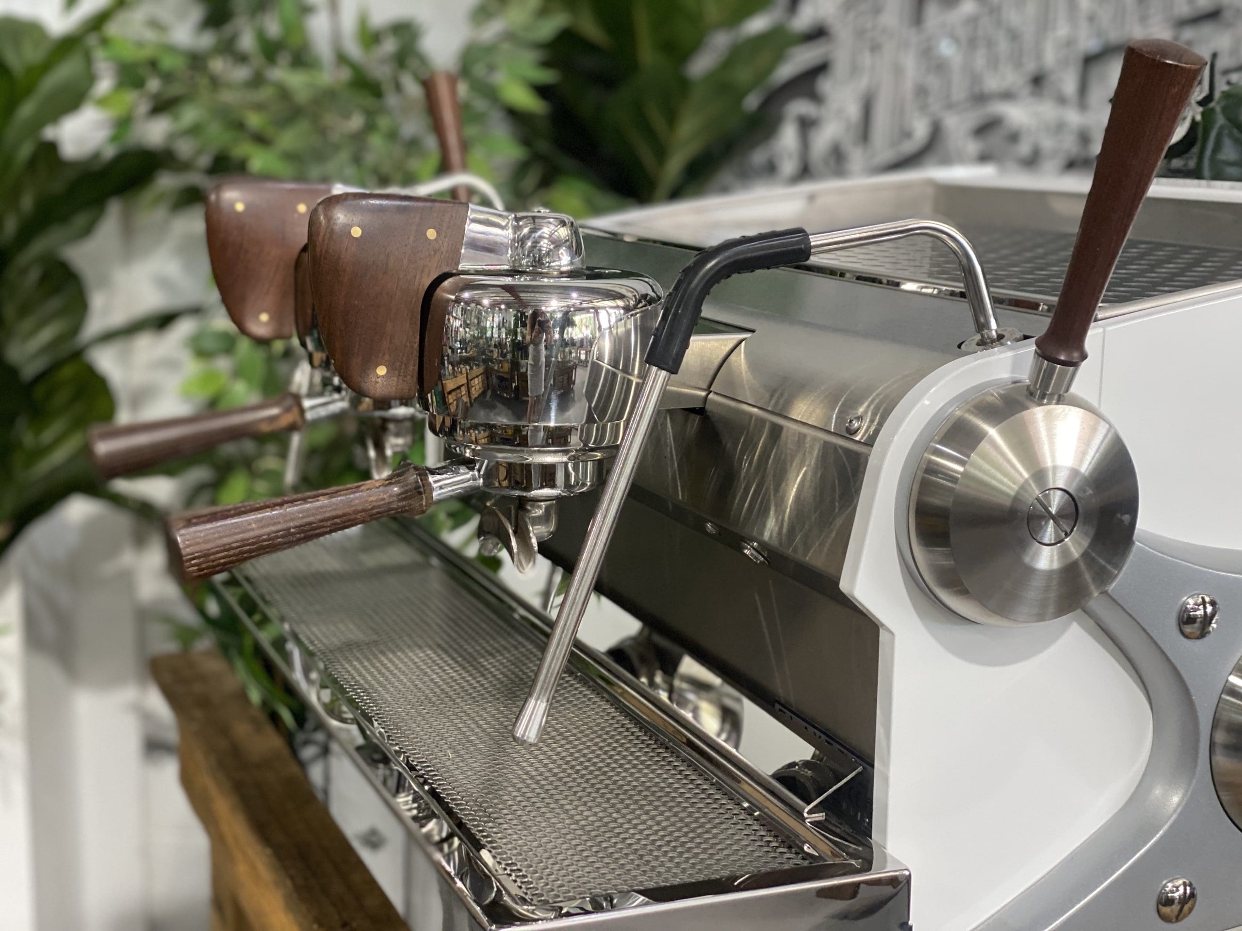 Slayer Espresso Dark Timber - 2 Group Commercial Espresso Machine - White