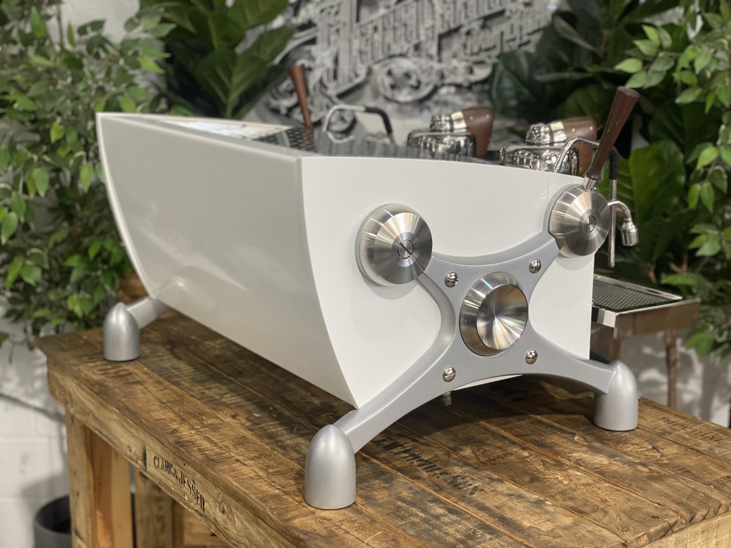 Slayer Espresso Dark Timber - 2 Group Commercial Espresso Machine - White