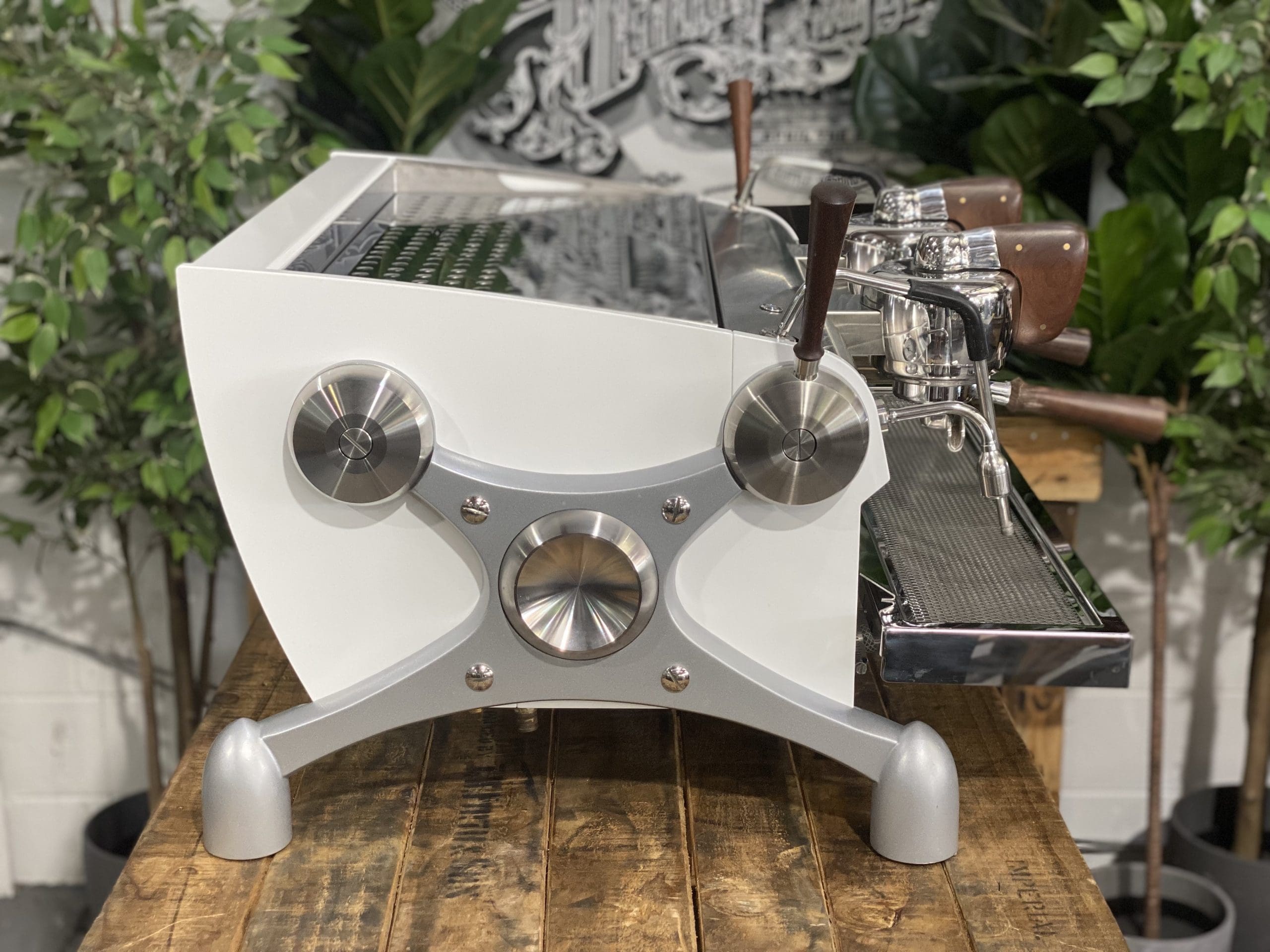 Slayer Espresso Dark Timber - 2 Group Commercial Espresso Machine - White