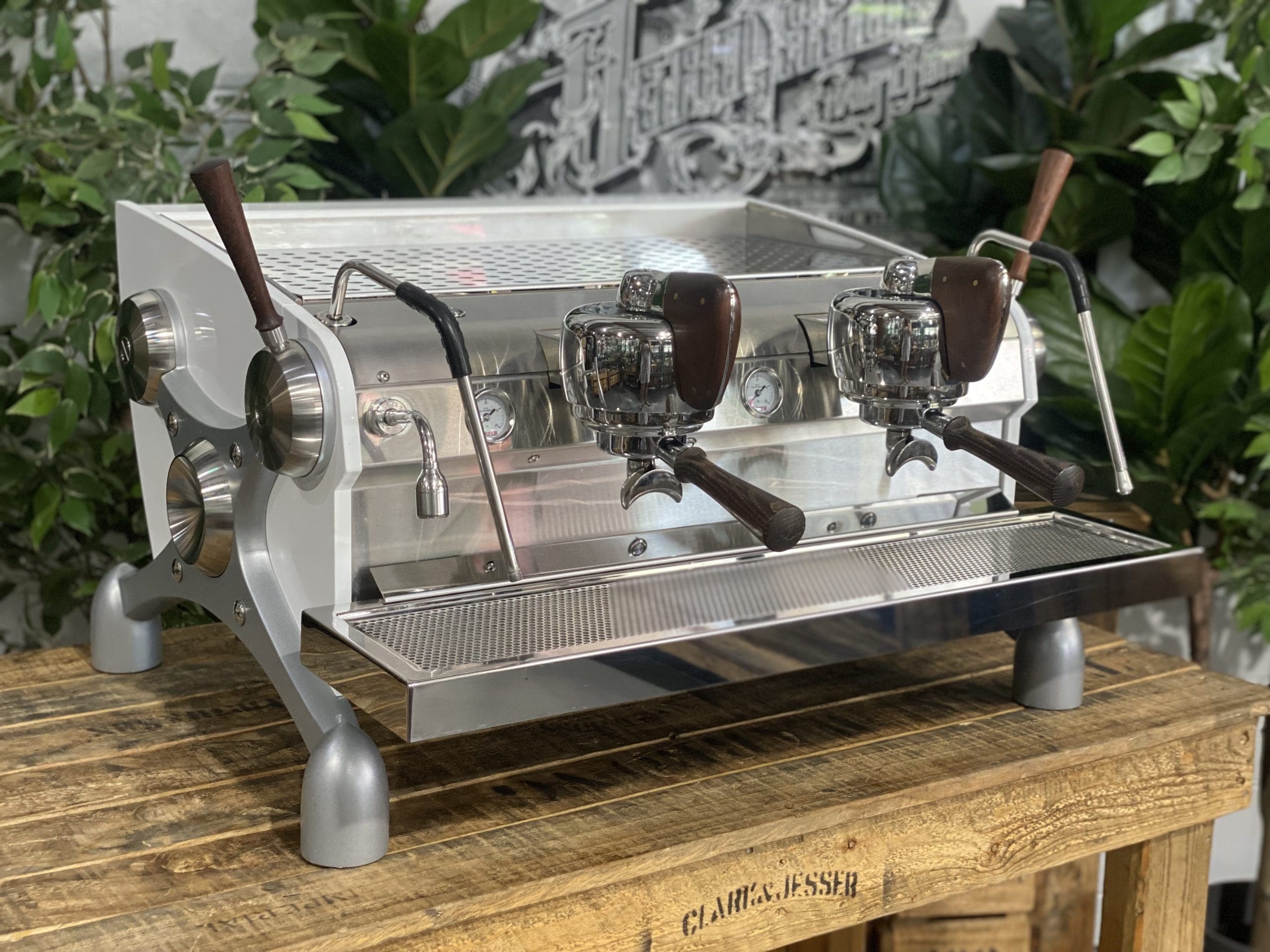 Slayer Espresso Dark Timber - 2 Group Commercial Espresso Machine - White