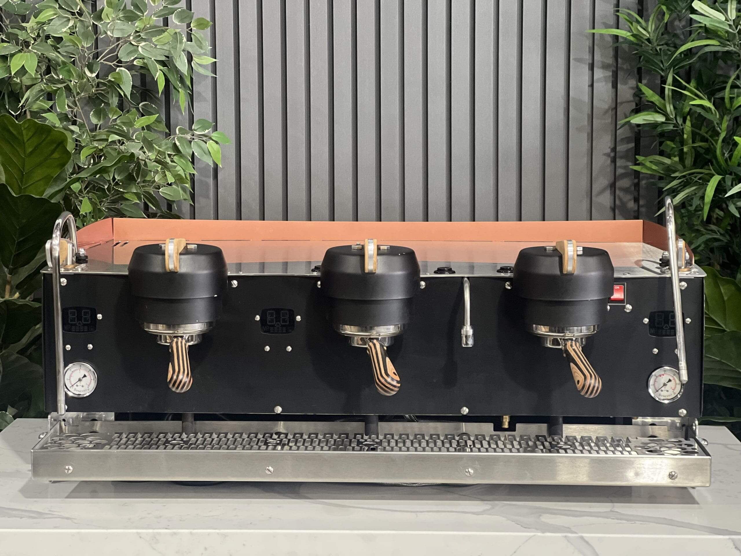 Synesso S300 Timber Accents Black - 3 Group Commercial Espresso Machine - Copper