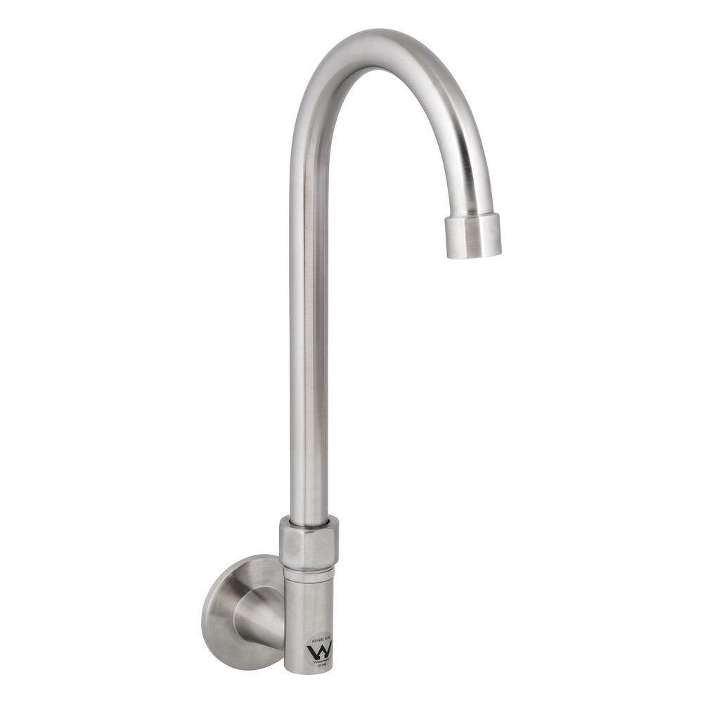 Stainless Steel Wall Elbow with 12" Gooseneck Swivel Spout - T-3MWEG12