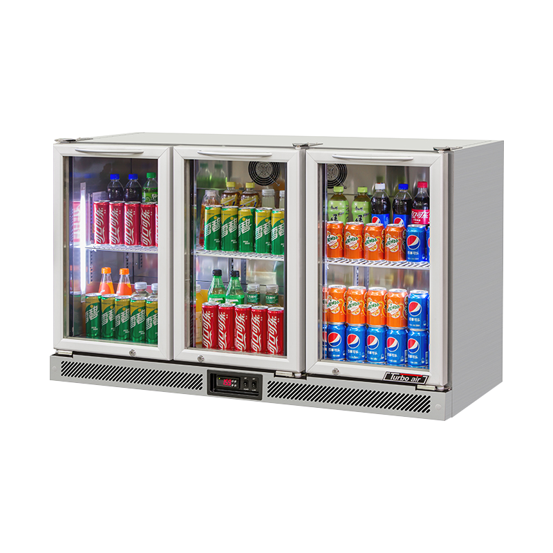 Turbo Air 3 Swing Glass Door Back Bar Fridge - Stainless Steel