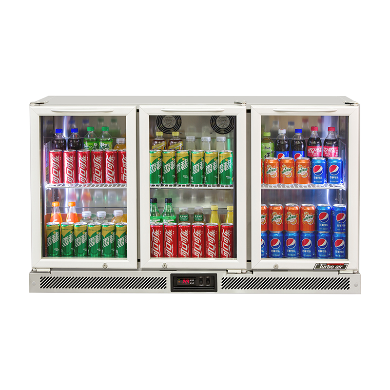 Turbo Air 3 Swing Glass Door Back Bar Fridge - Stainless Steel