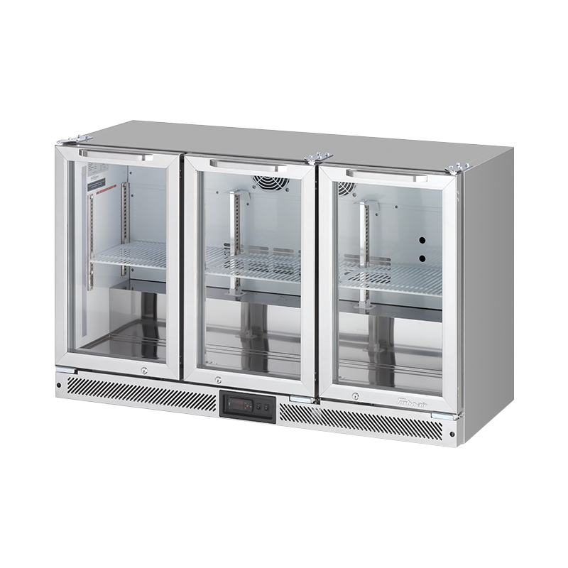 Turbo Air 3 Swing Glass Door Back Bar Fridge - Stainless Steel