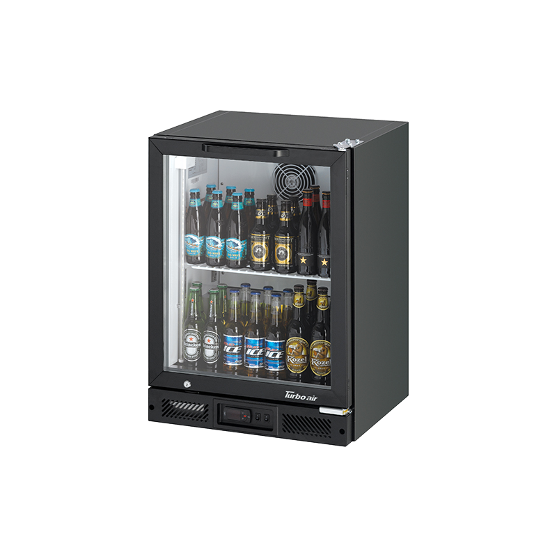 Turbo Air 1 Swing Glass Door Back Bar Fridge - Black Trim