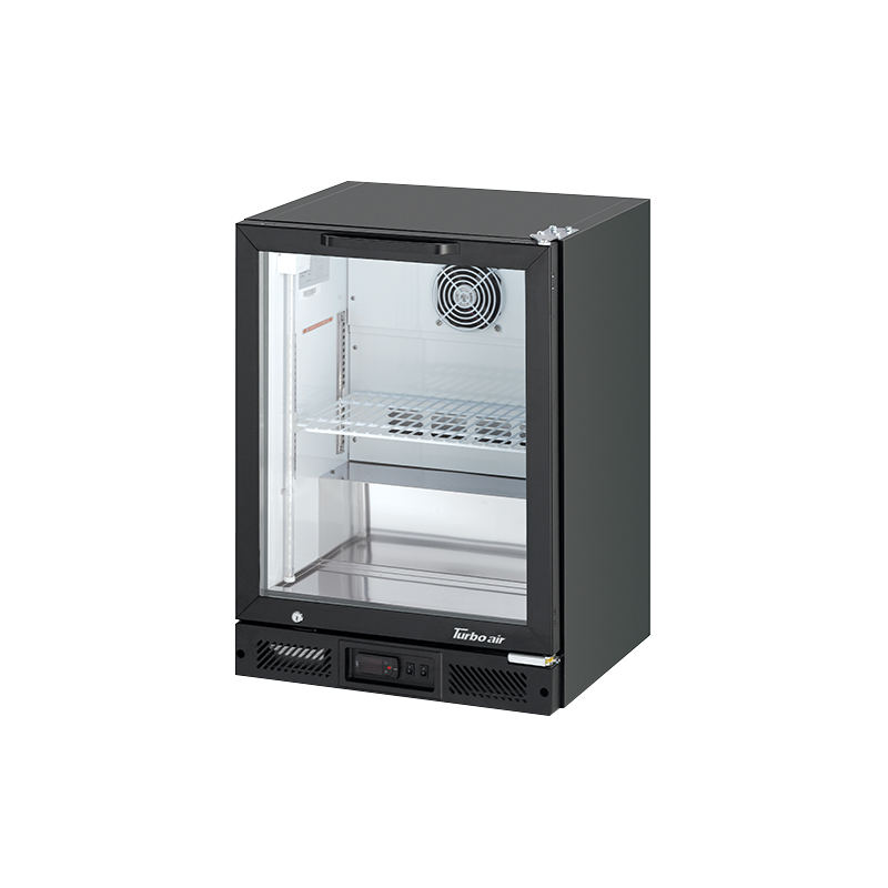 Turbo Air 1 Swing Glass Door Back Bar Fridge - Black Trim