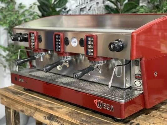 Wega Atlas EVD - 3 Group Commercial Espresso Machine - Red