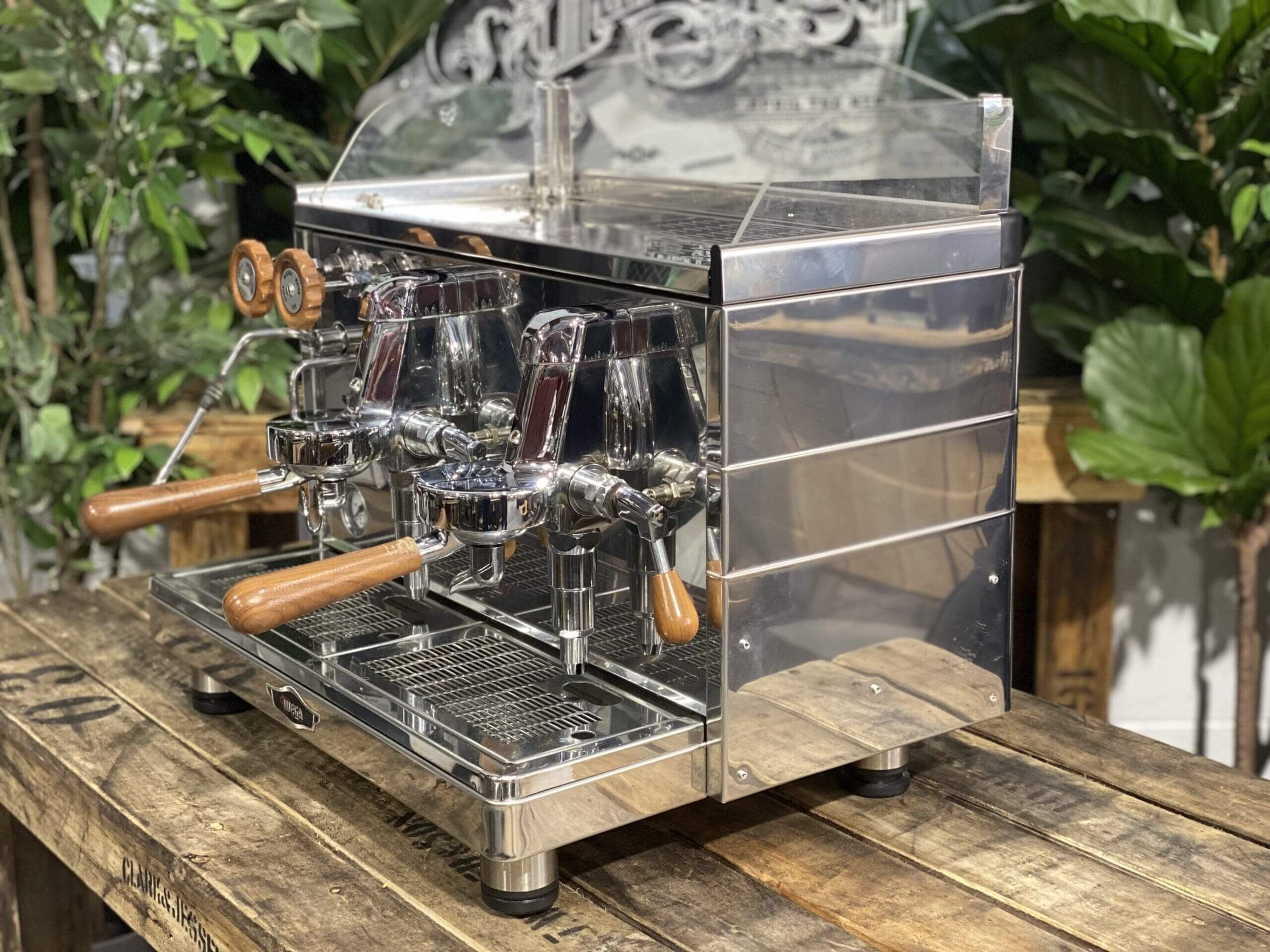Wega Mini Nova Classic Stainless - 2 Group Commercial Espresso Machine - Timber
