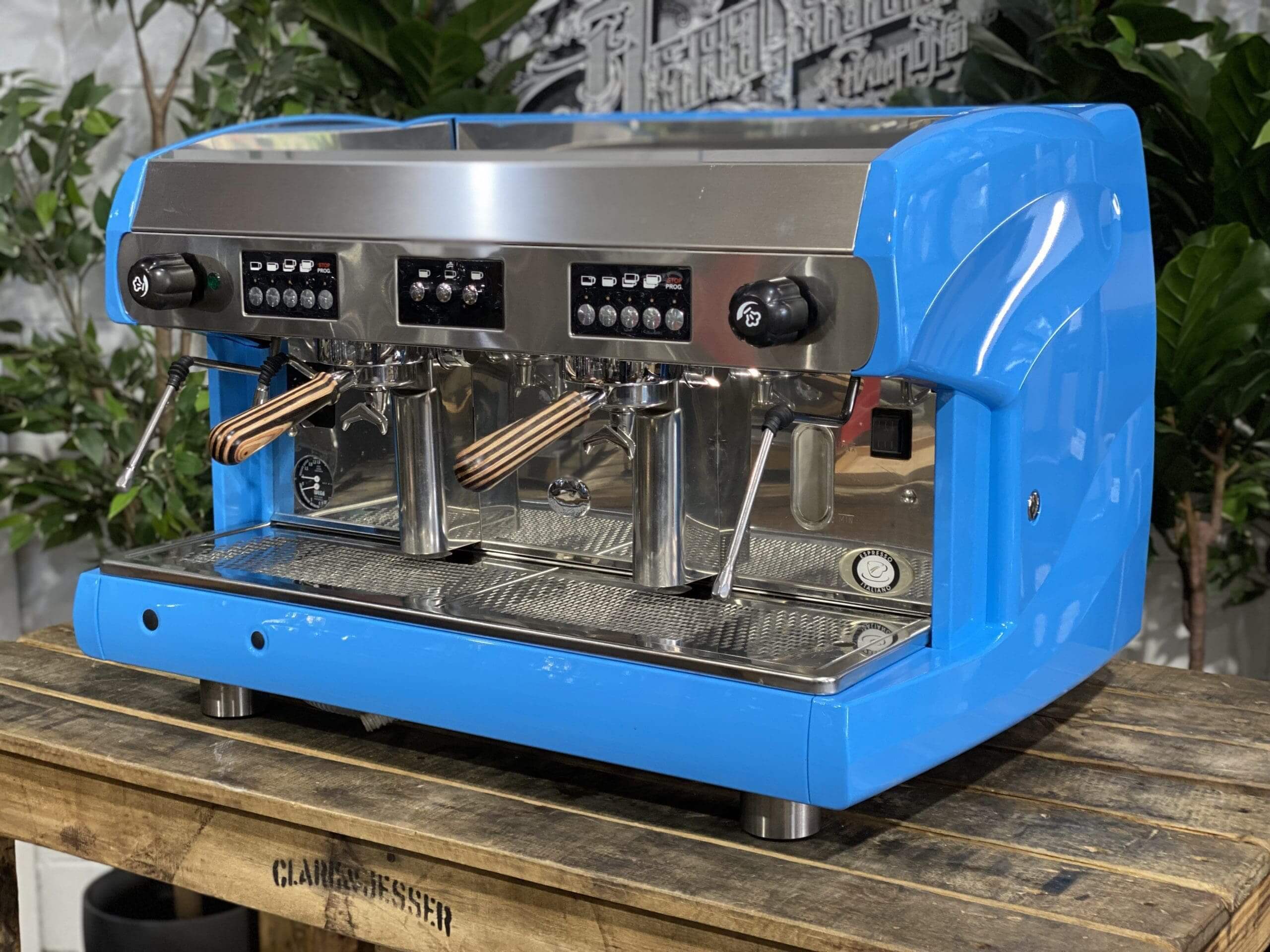Wega Polaris High Cup Timber Handles - 2 Group Commercial Espresso Machine - Blue