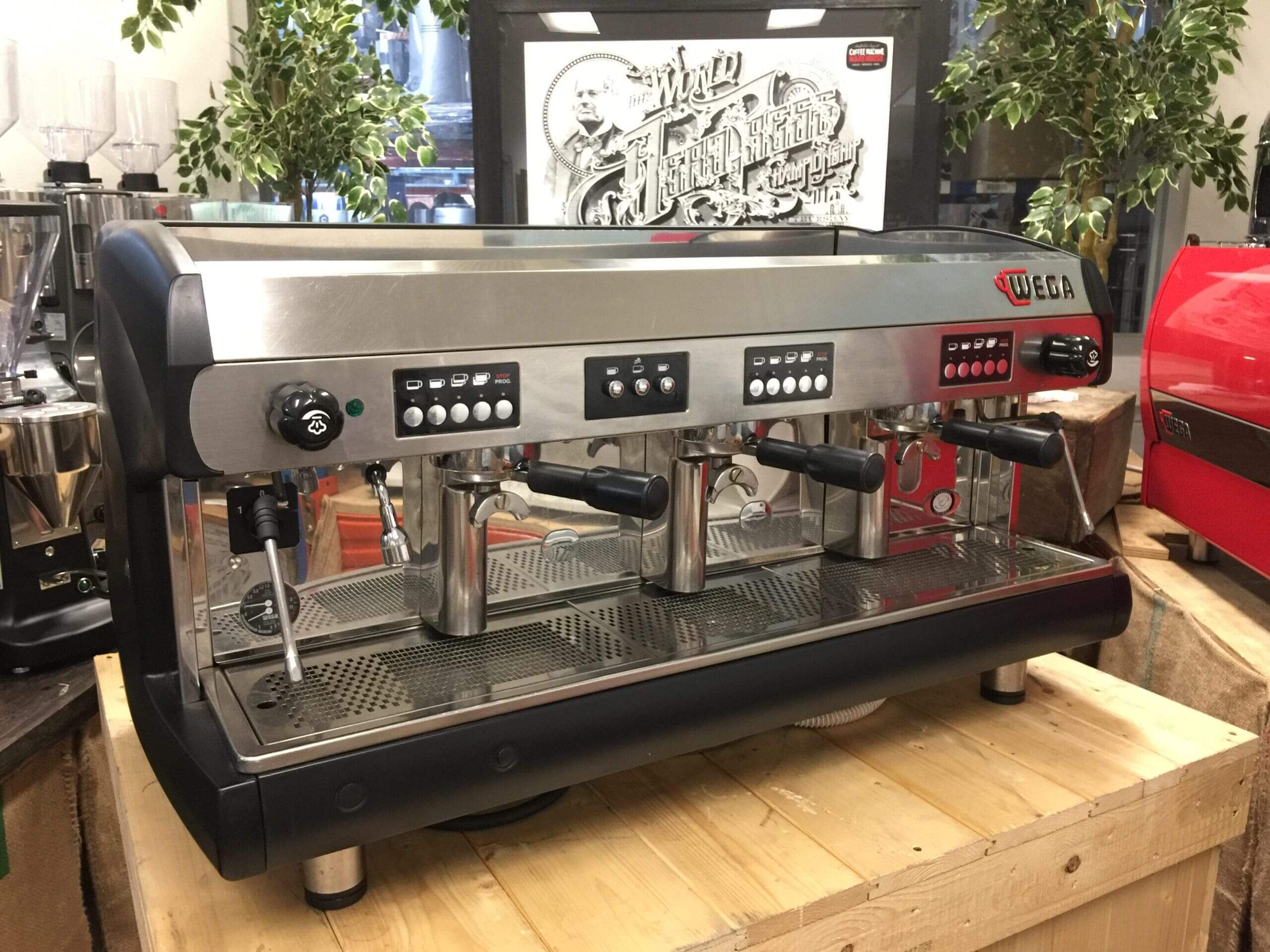 Wega Polaris High Cup Matte - 3 Group Commercial Espresso Machine - Black