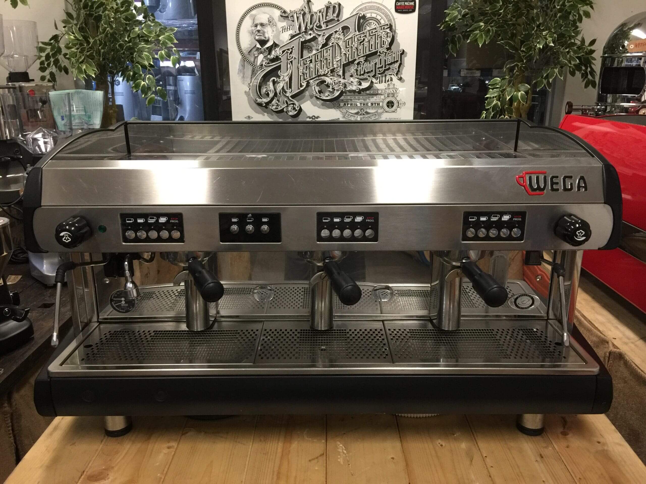 Wega Polaris High Cup Matte - 3 Group Commercial Espresso Machine - Black
