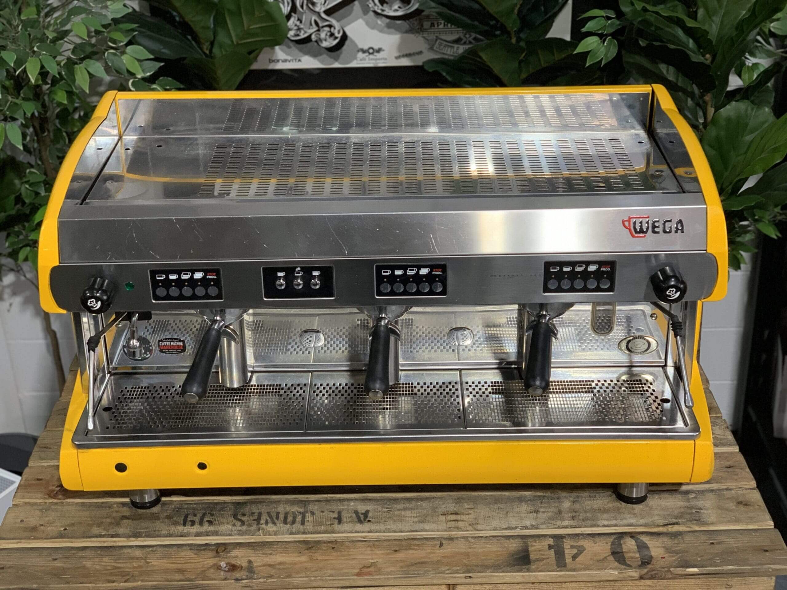 Wega Polaris High Cup - 3 Group Commercial Espresso Machine - Yellow